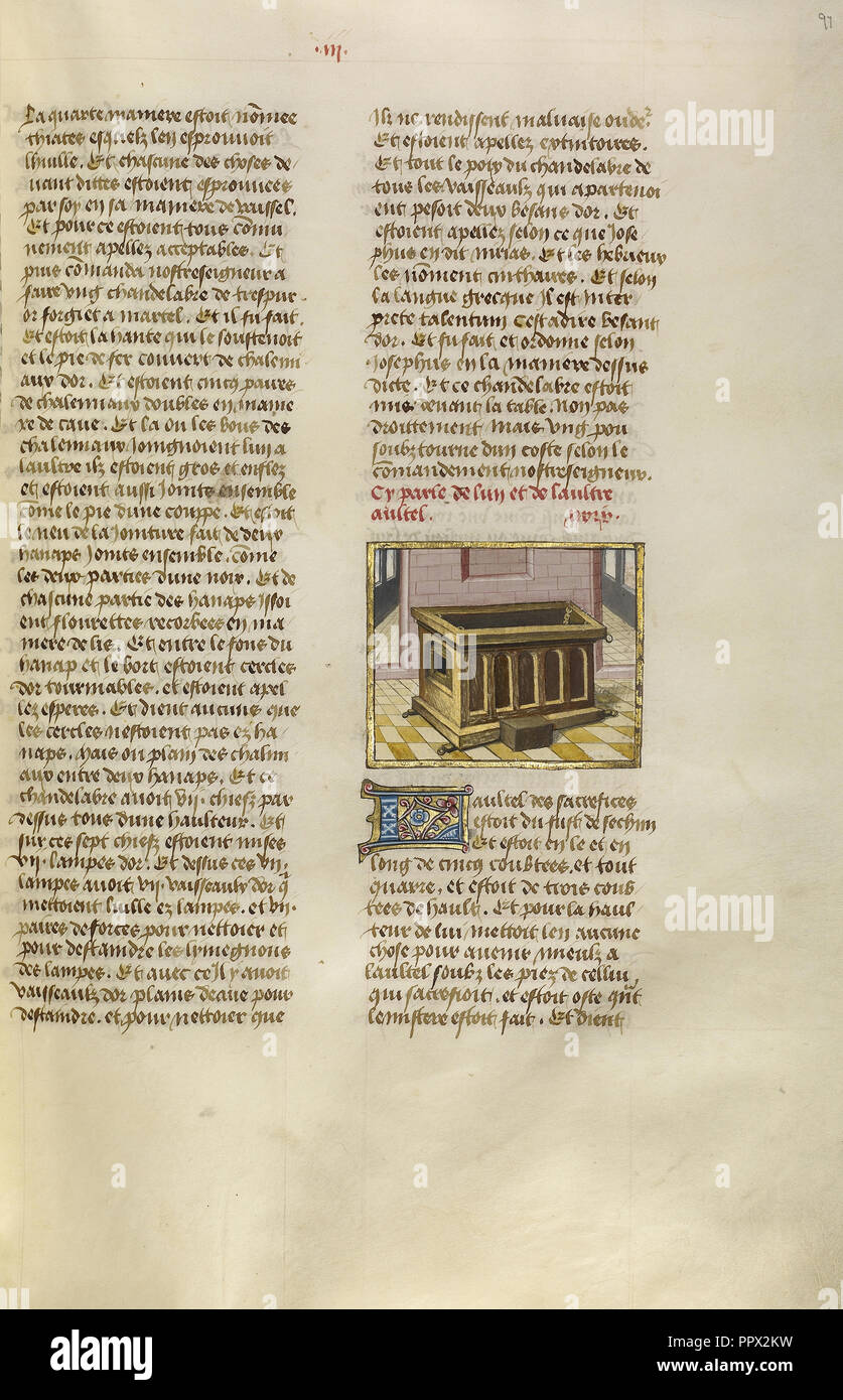 L Arca dell Alleanza; Ghent, Belgio; circa 1475; tempere, foglia oro e oro dipingere su pergamena; foglie Foto Stock