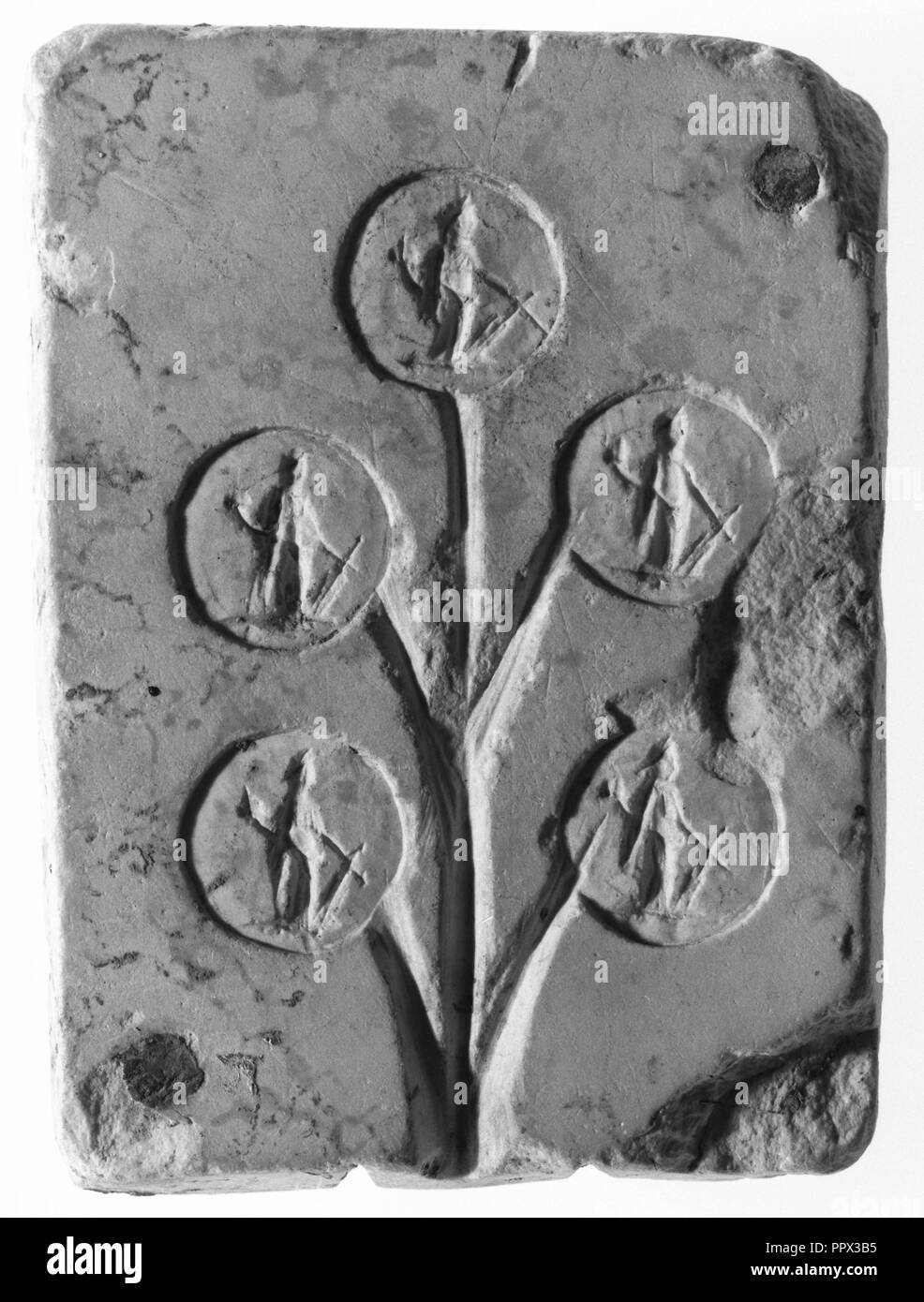 Stampo per la fusione di gettoni; Impero Romano; 2° secolo; calcare; 9,8 x 7,1 cm, 3 7,8 x 2 13,16 in Foto Stock