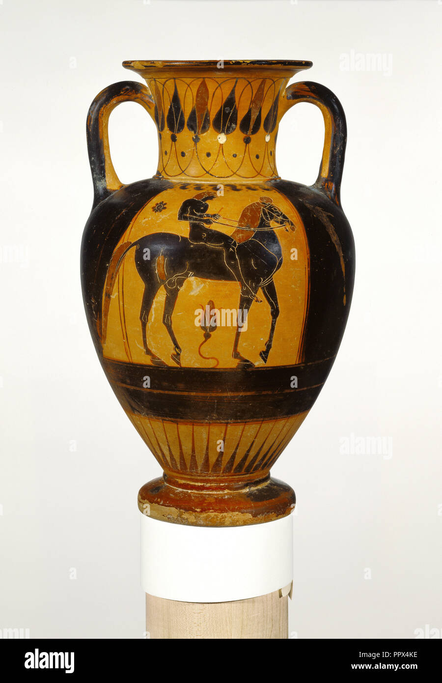 Vaso di storage; attribuita al Pittore Phineus, greco, Chalcidian, attivo circa 530 - 510 A.C., Regione, Sud Italia; circa 520 Foto Stock