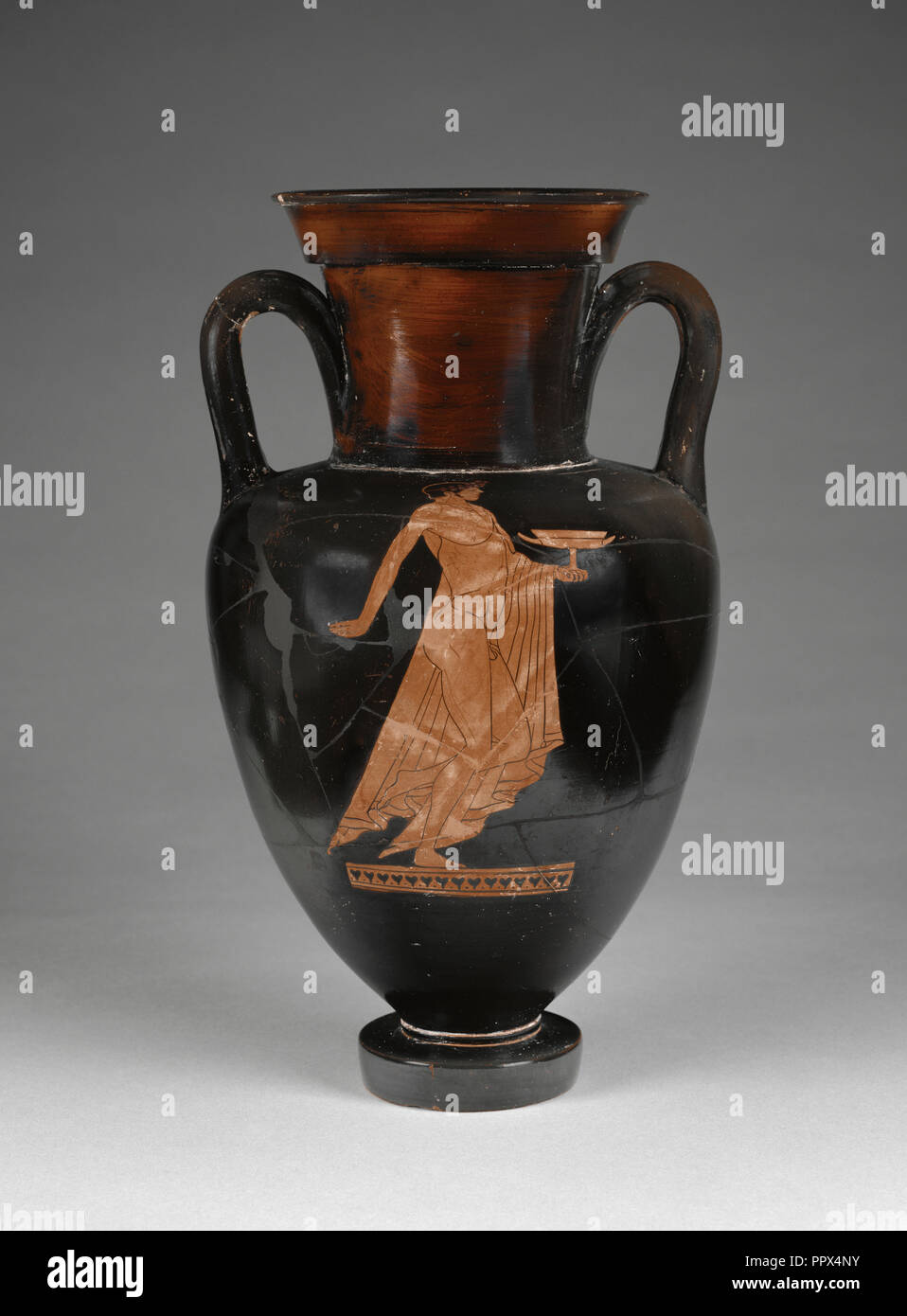 Vaso di storage con un giovane ballerino; attribuita al Pittore di Berlino, greco, soffitta, attivo circa 500 - circa 460 A.C. Atene Foto Stock