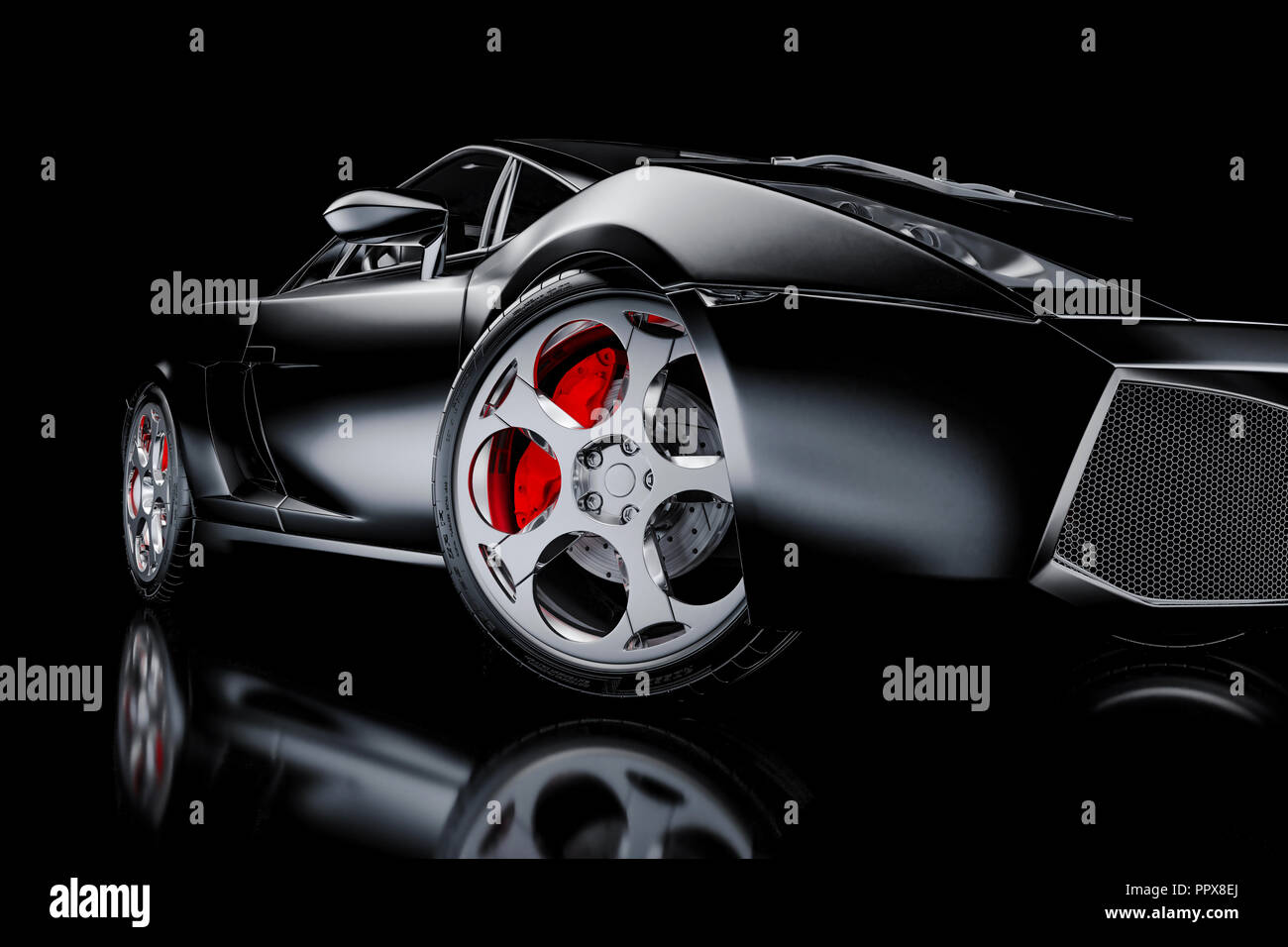 3d nero sport auto render Foto Stock
