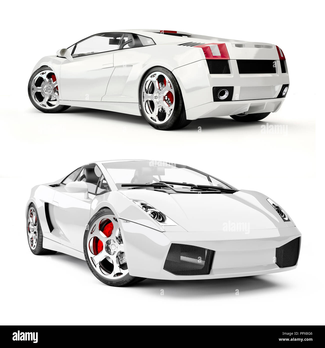 3d auto sportive su sfondo bianco Foto Stock