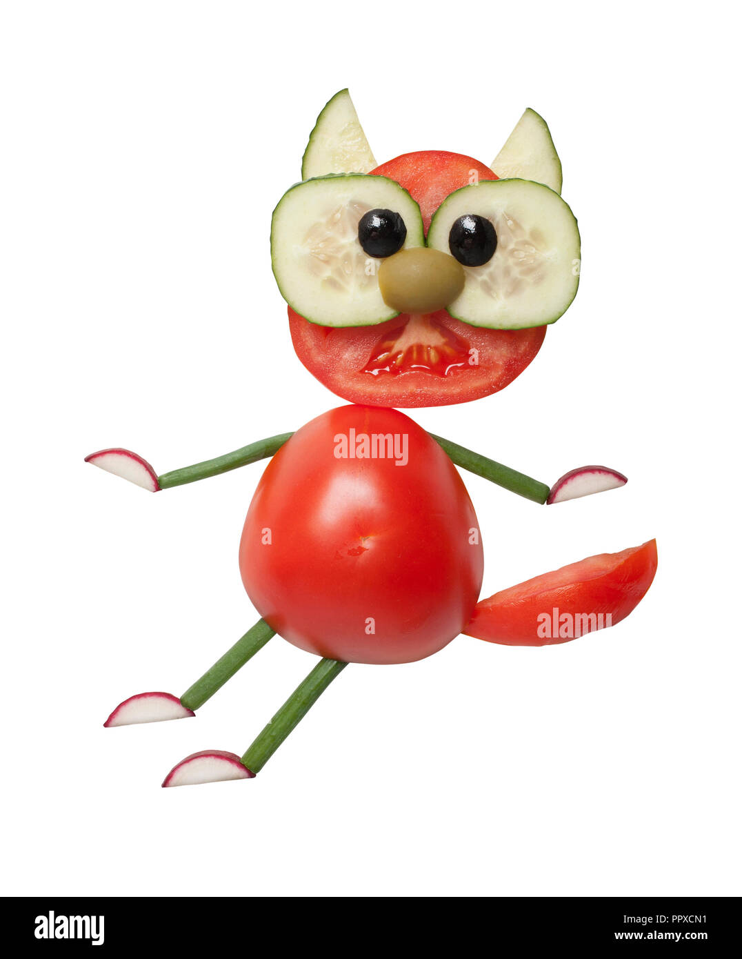 Un modo creativo per rendere un gatto con verdure Foto Stock