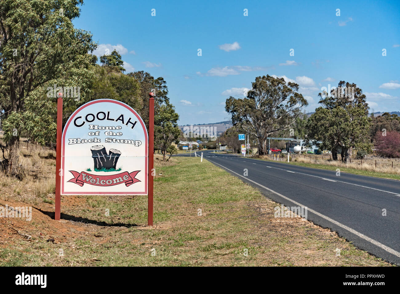 Città segno per Coolah NSW Australia. Foto Stock