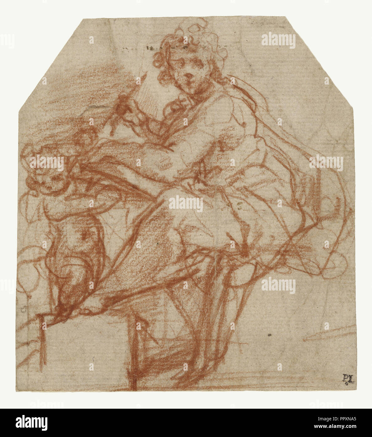 San Matteo; Correggio, Antonio Allegri, italiano, circa 1489 - 1534, Italia; circa 1523; gesso rosso; 12,1 x 11,1 cm Foto Stock