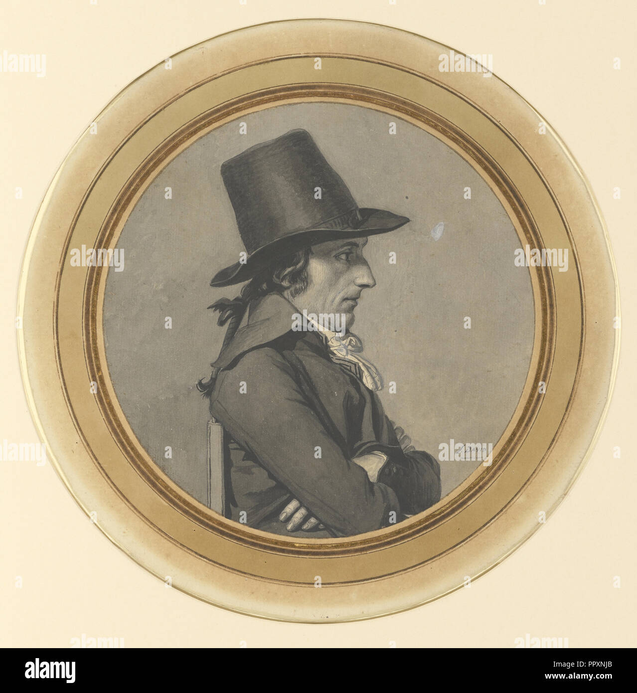 Ritratto di André-Antoine Bernard; Jacques-Louis David, francese, 1748 - 1825, luglio 24, 1795; Penna e inchiostro di china e lavaggio grigio Foto Stock