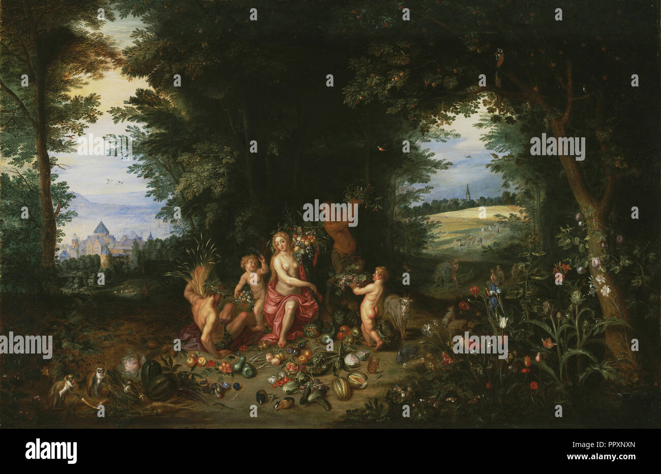 Paesaggio con Cerere, Allegoria della Terra, Jan Brueghel il Giovane, fiammingo, 1601 - 1678, Hendrik van Balen fiamminga, 1575 Foto Stock