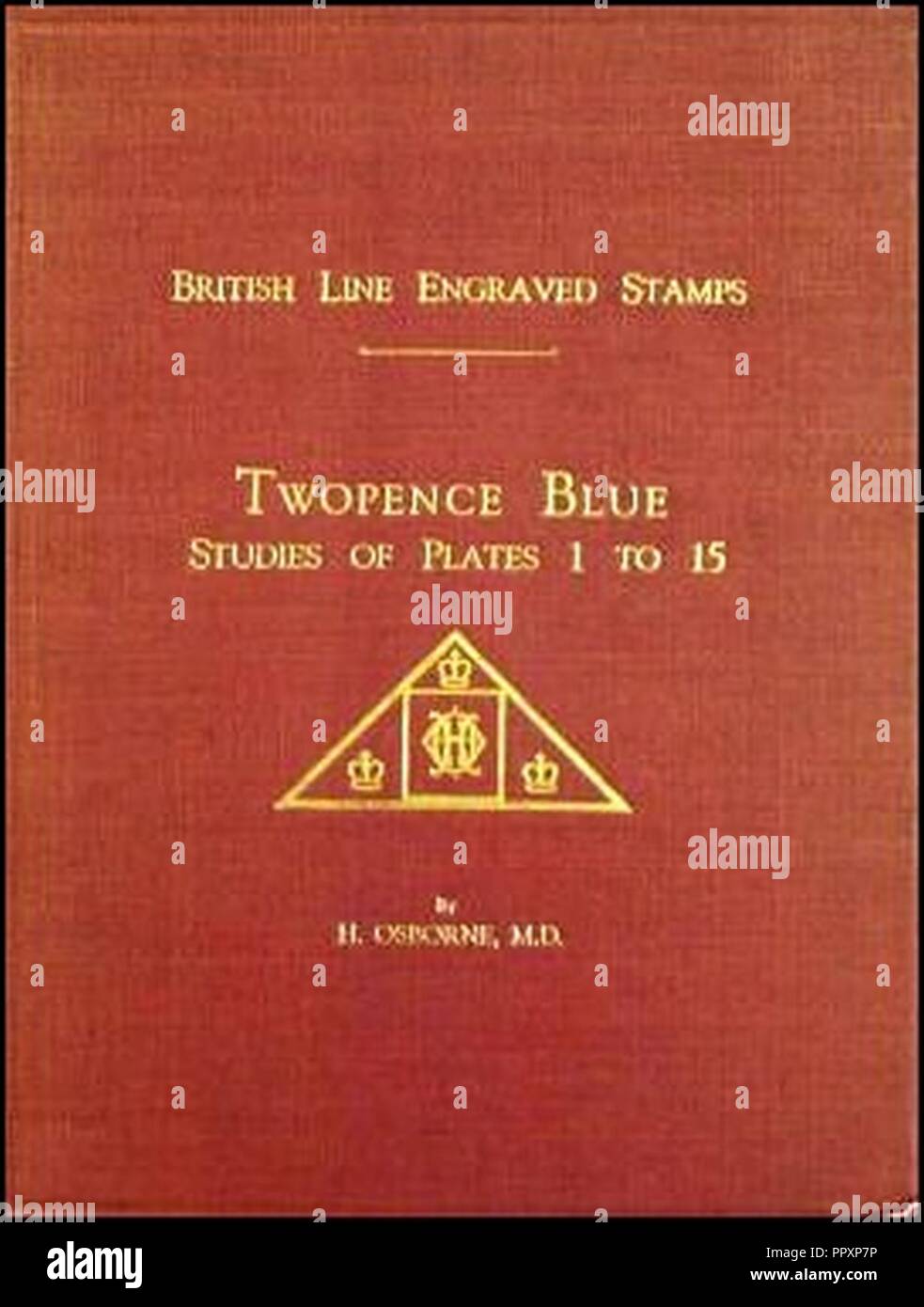 Linea britannica timbri incisi Twopence Blue - Studi di piastre da 1 a 15 da Harry Osborne. Foto Stock