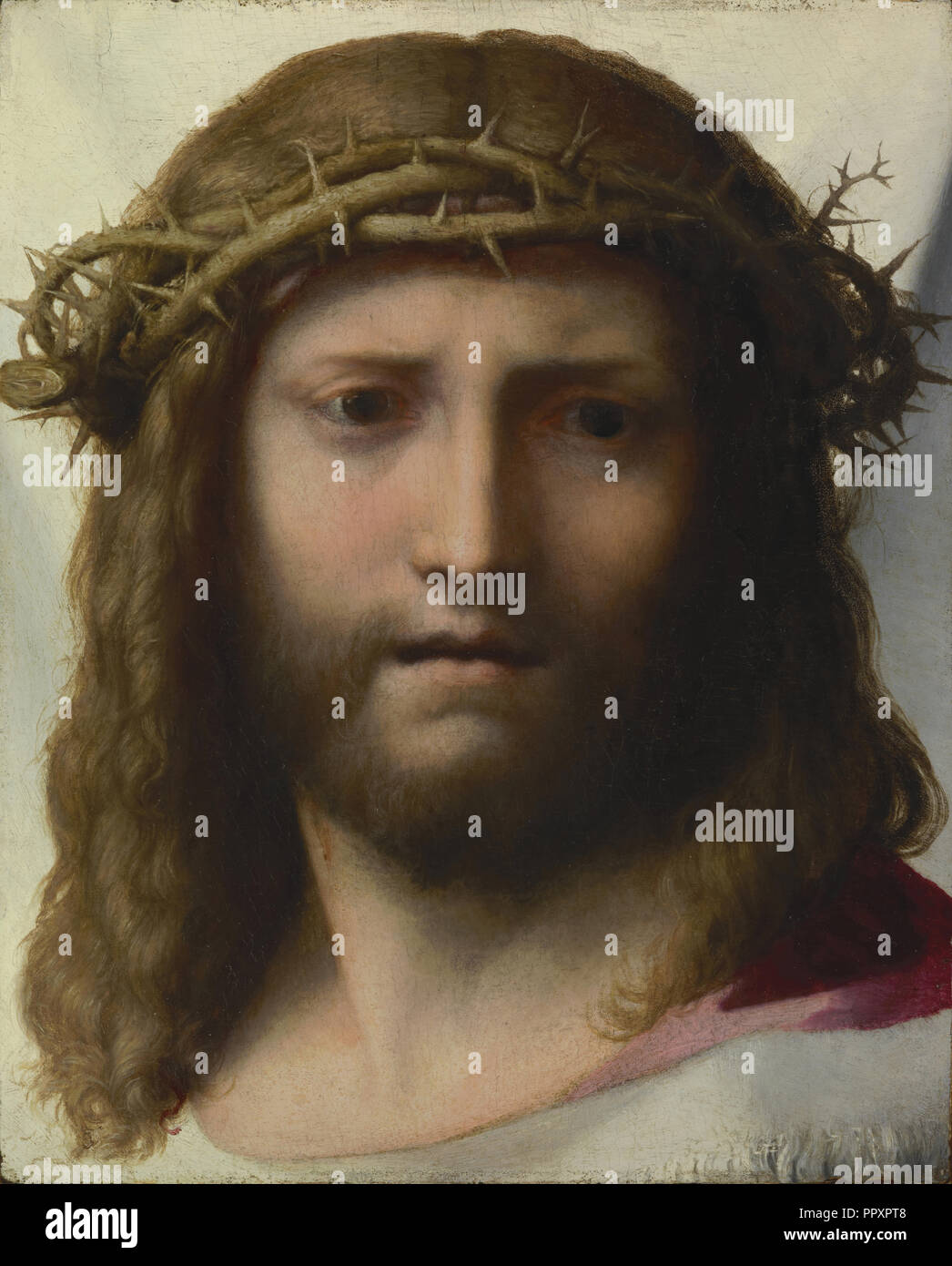 Testa di Cristo; Correggio, Antonio Allegri, italiano, circa 1489 - 1534, circa 1525 - 1530; olio su pannello; 28,6 × 23,5 cm Foto Stock