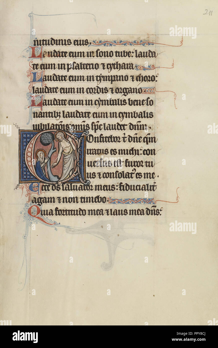 C iniziale: Noli me tangere; Bute Master, Scuola franco fiamminga, attivo circa 1260 - 1290, Parigi, scritto, Francia; l'illuminazione Foto Stock