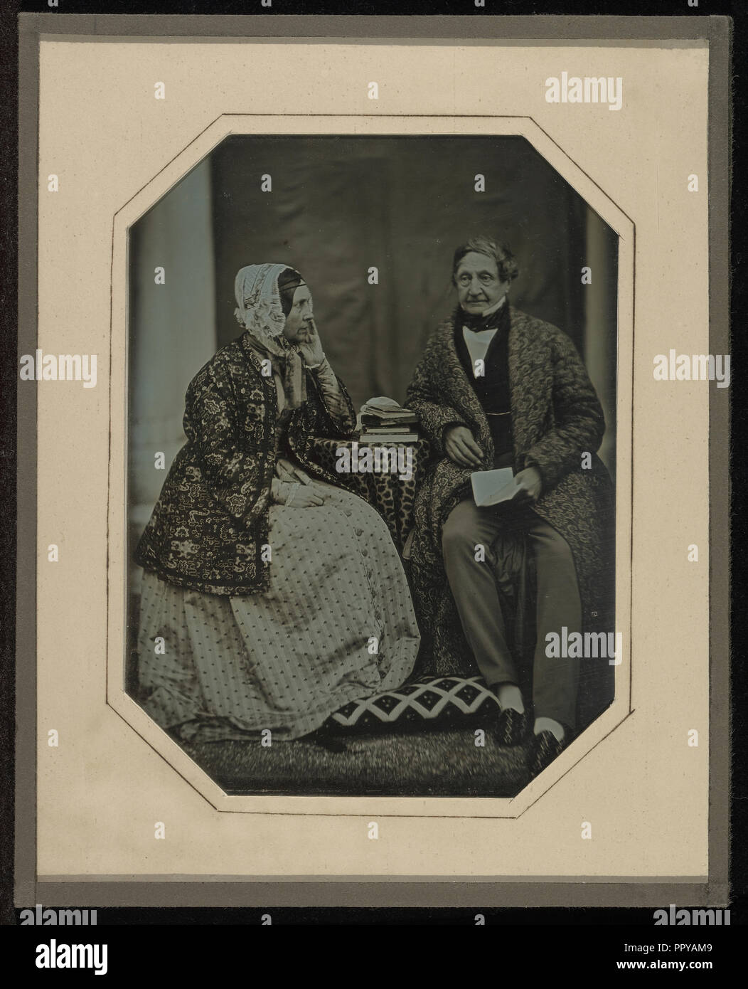 Jean-Gabriel e Anne-Charlotte-Adélaide Eynard; Jean-Gabriel Eynard, Svizzera, 1775 - 1863, circa 1845; Daguerreotype Foto Stock