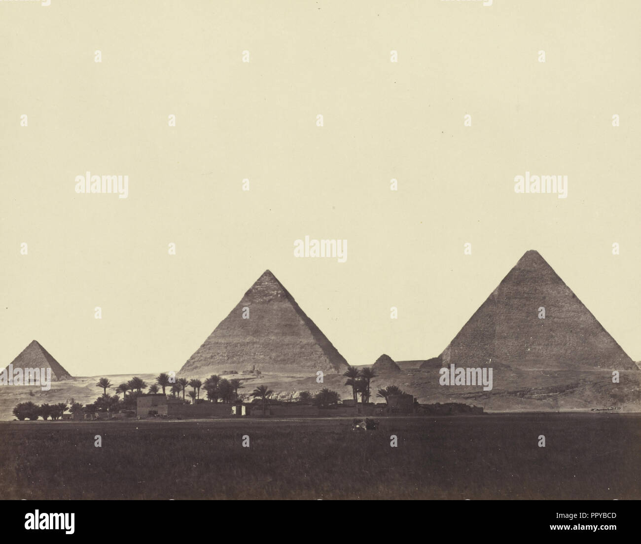 Le Piramidi di Geezah; Wilhelm Hammerschmidt, Tedesco, nasce la Prussia, morì 1869, Egitto; circa 1860; albume silver stampa Foto Stock