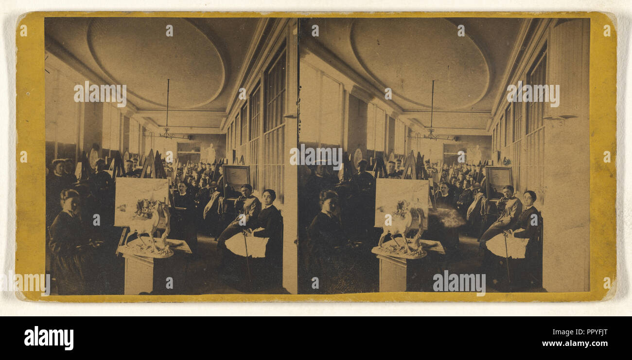 Gli studenti di arte poste a loro cavalletti; 1870; albume silver stampa Foto Stock
