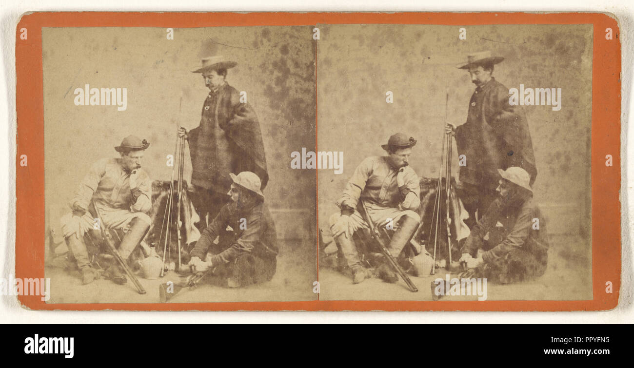 Genere: tre uomini con cappelli, poste con pistole; circa 1865; albume silver stampa Foto Stock