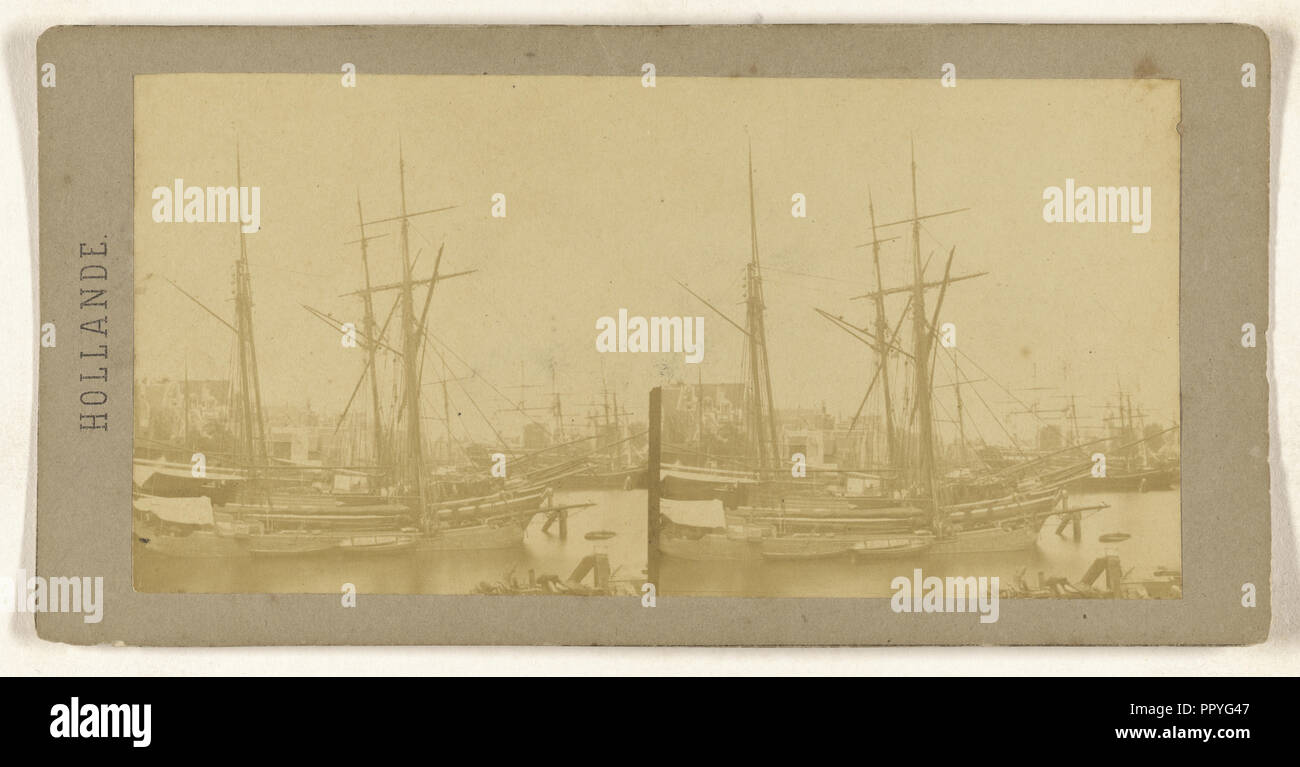 Vues Des Docks a Amsterdam; circa 1870; albume silver stampa Foto Stock