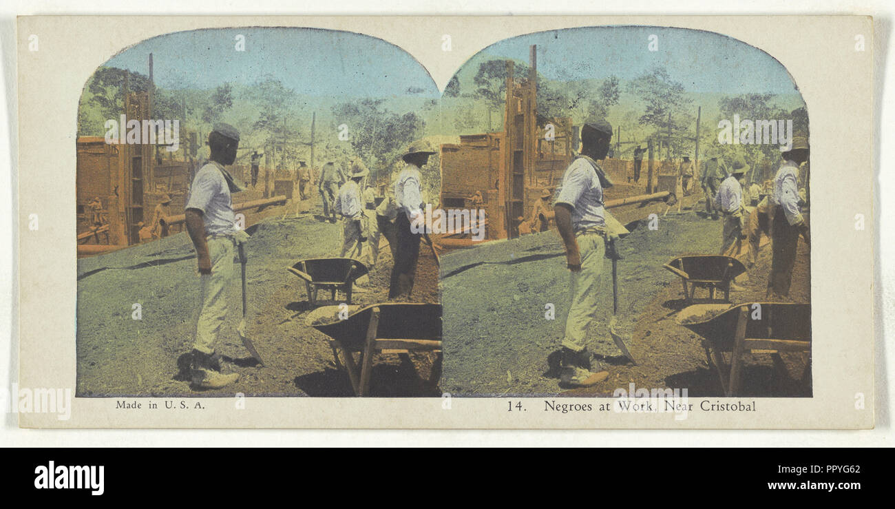 Negri al lavoro, vicino Cristobal; circa 1900; Colore Photomechanical Foto Stock