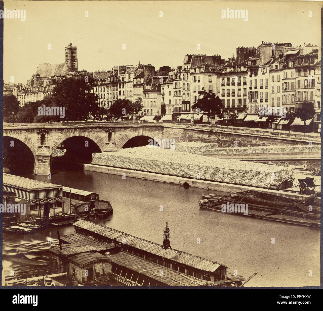 Le Pont Marie, et les quais des Celestins, utenti virtuali du Quai d'Anjou; Charles Nègre, francese, 1820 - 1880, circa 1859; albume argento Foto Stock