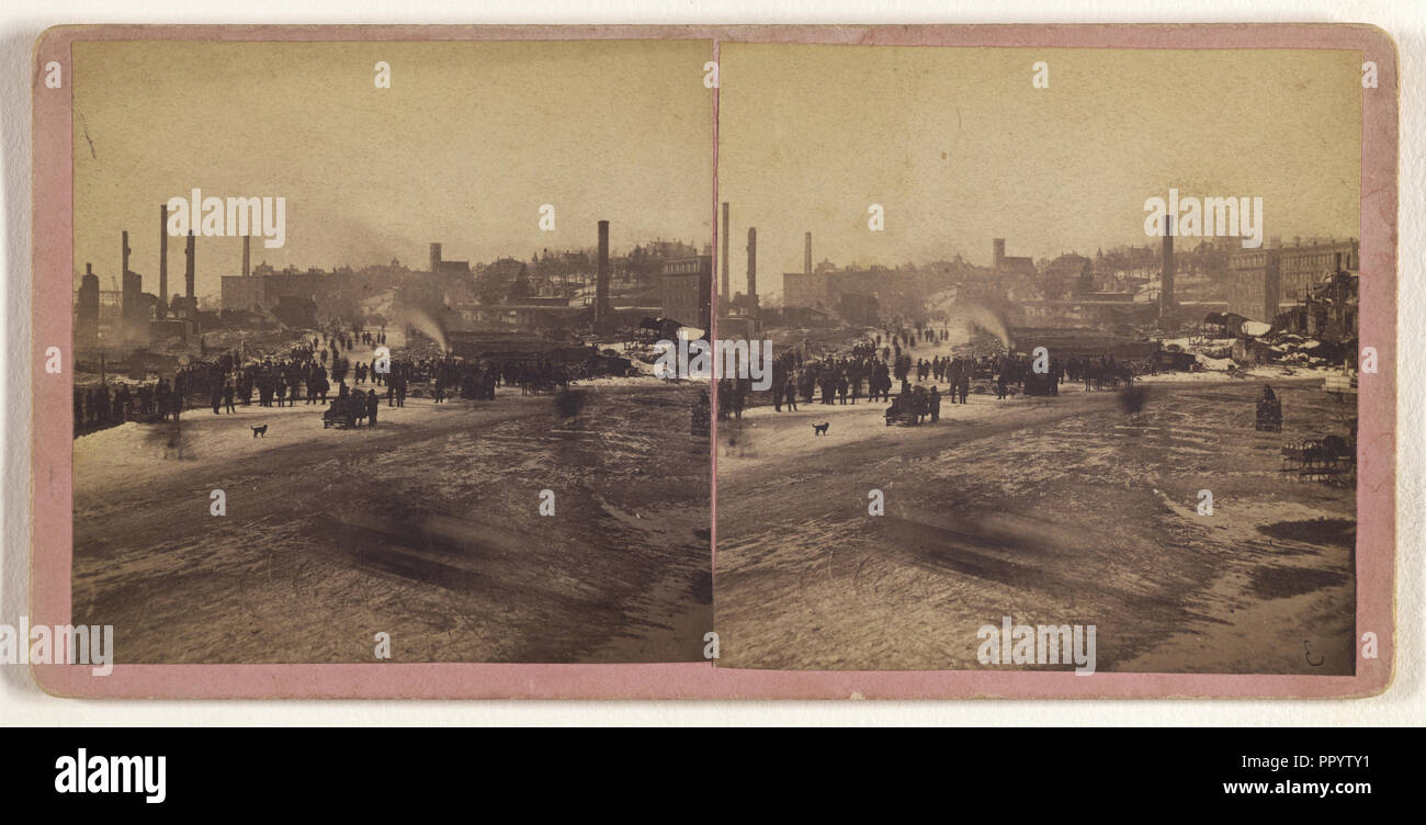 Vista delle rovine della grande conflagrazione a Haverhill, Massachusetts, Feb. 17 & 18, 1882; P.W. Tennant, American, attivo 1870s Foto Stock