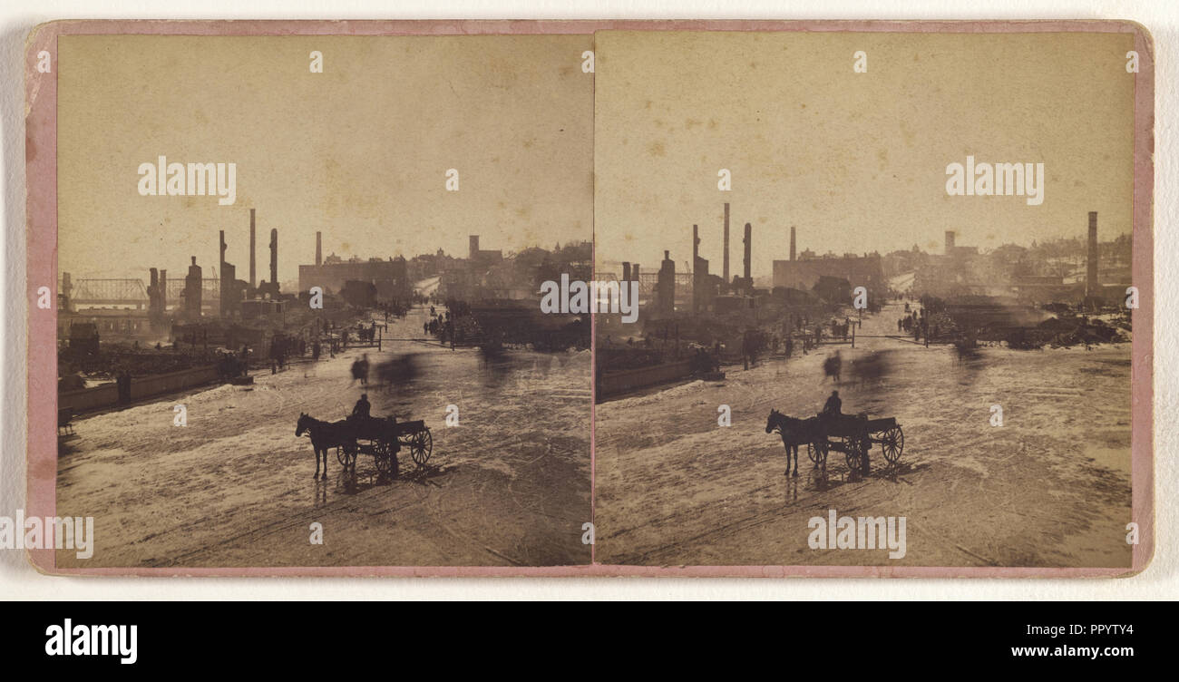 Vista delle rovine della grande conflagrazione a Haverhill, Massachusetts, Feb. 17 & 18, 1882; P.W. Tennant, American, attivo 1870s Foto Stock