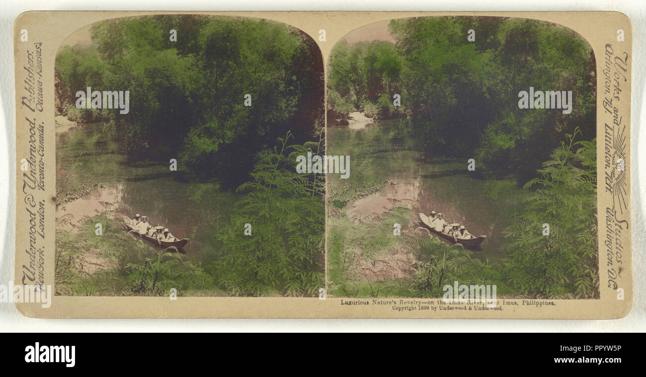 Una natura rigogliosa baldoria - sul fiume Imus, nei pressi di Imus, Filippine; Underwood & Underwood, americano, 1881 - 1940S, 1899 Foto Stock