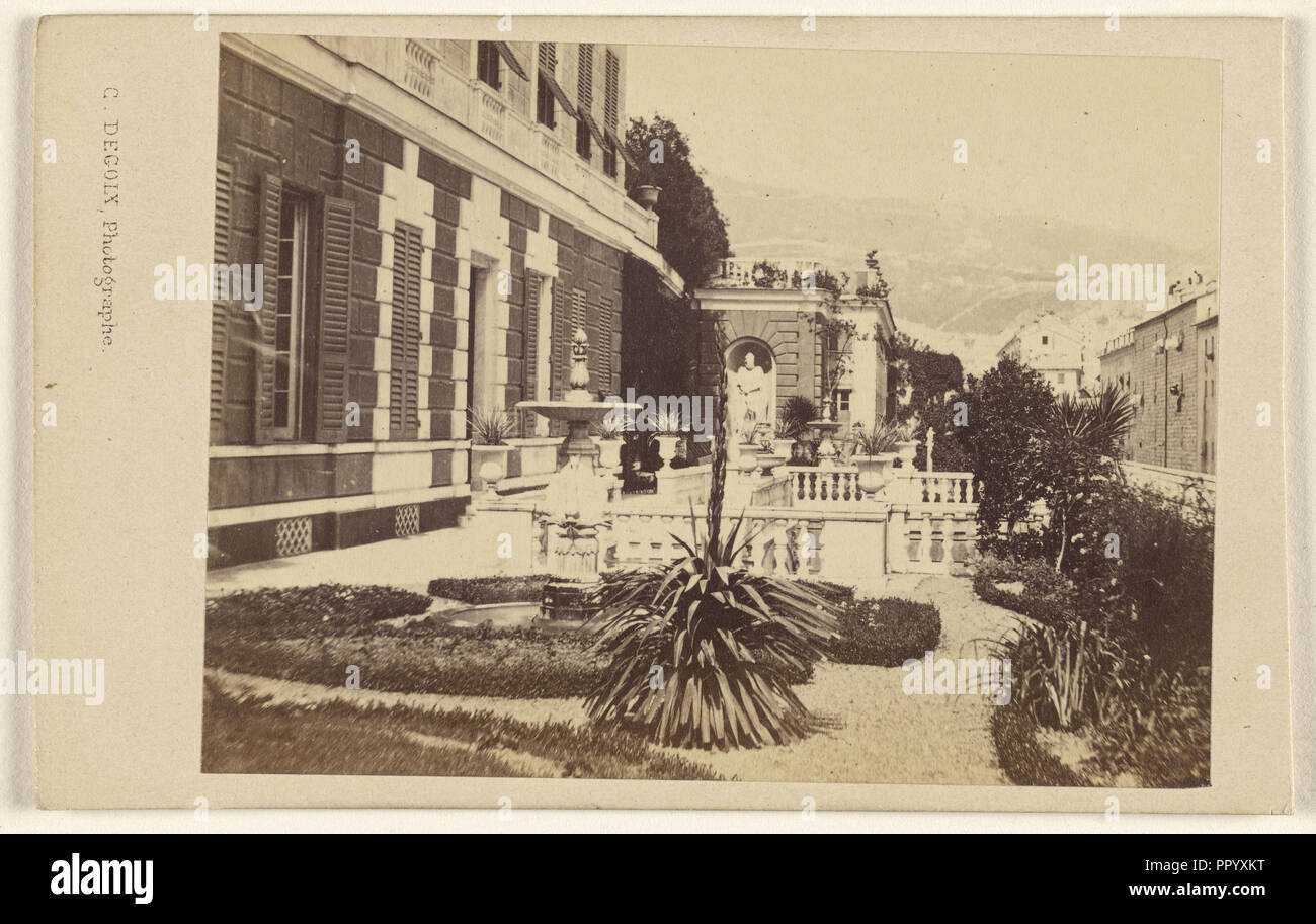 Genova, Giardino Villa & coniglietto; Celestino Degoix, italiano, attivo 1860 - 1890S, 1865 - 1870; albume silver stampa Foto Stock