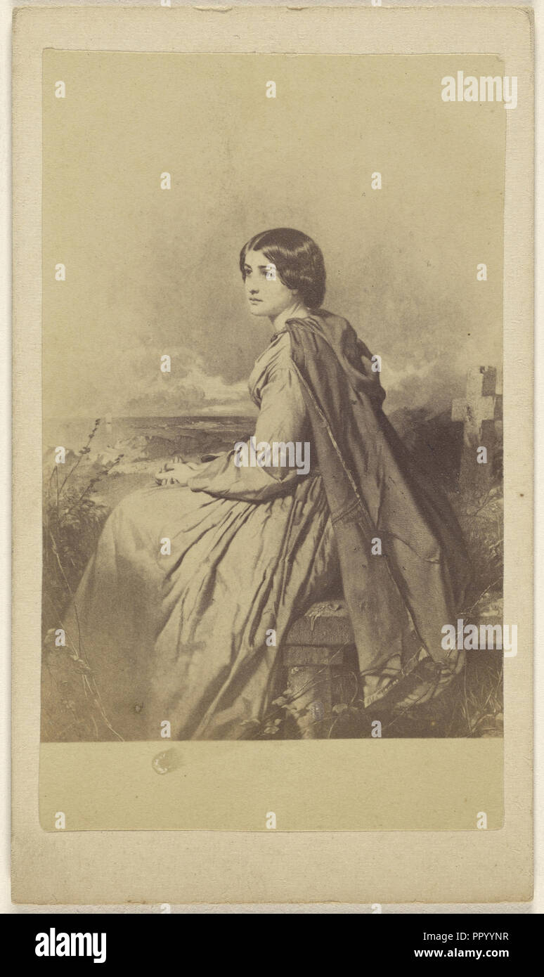 La pittura di una donna seduta in un cimitero; 1865 - 1875; albume silver stampa Foto Stock