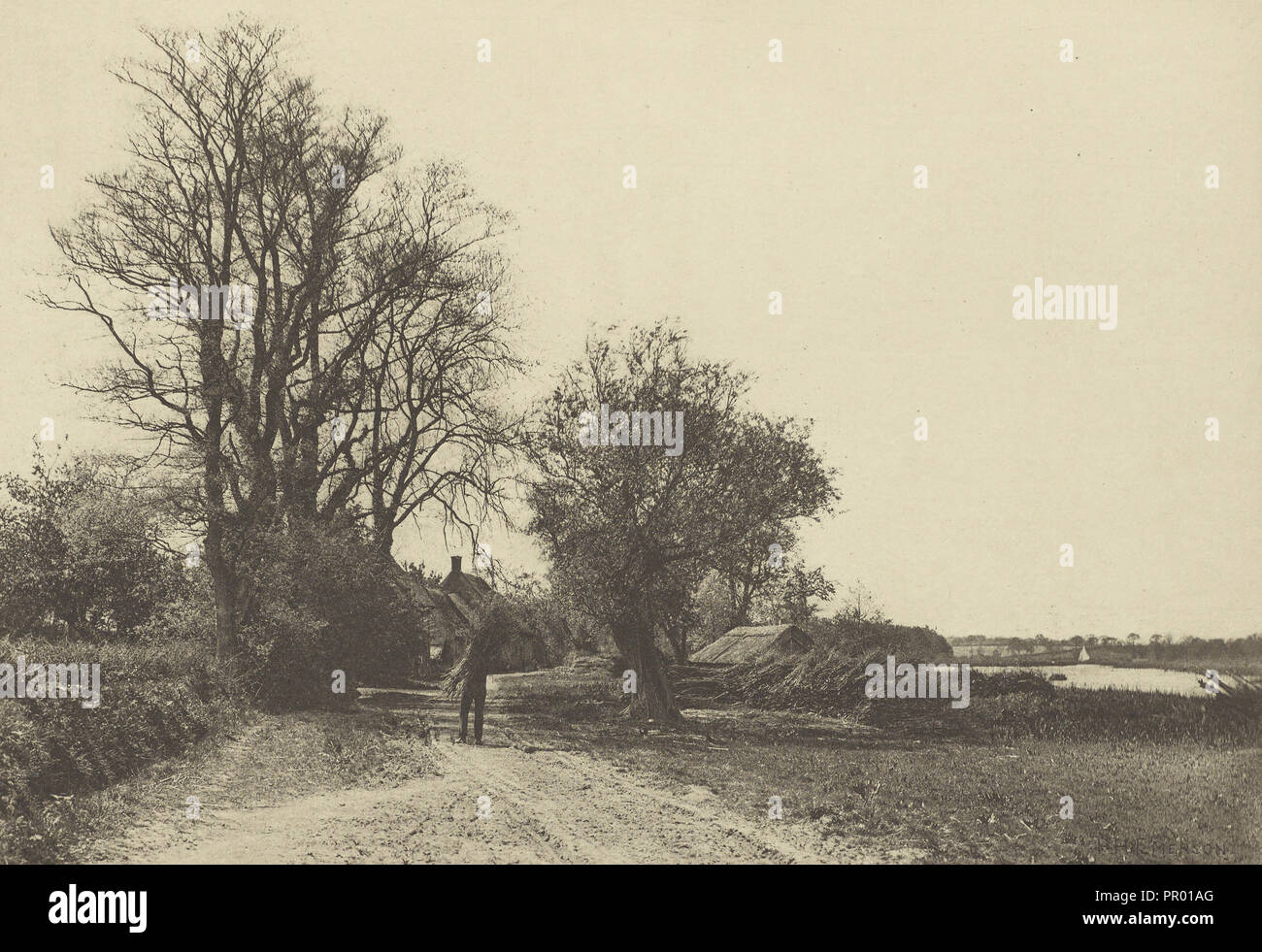 La fattoria dal vasto. Norfolk; Peter Henry Emerson, britannico, nato a Cuba, 1856 - 1936, Londra, Inghilterra; 1888; fotoincisione Foto Stock