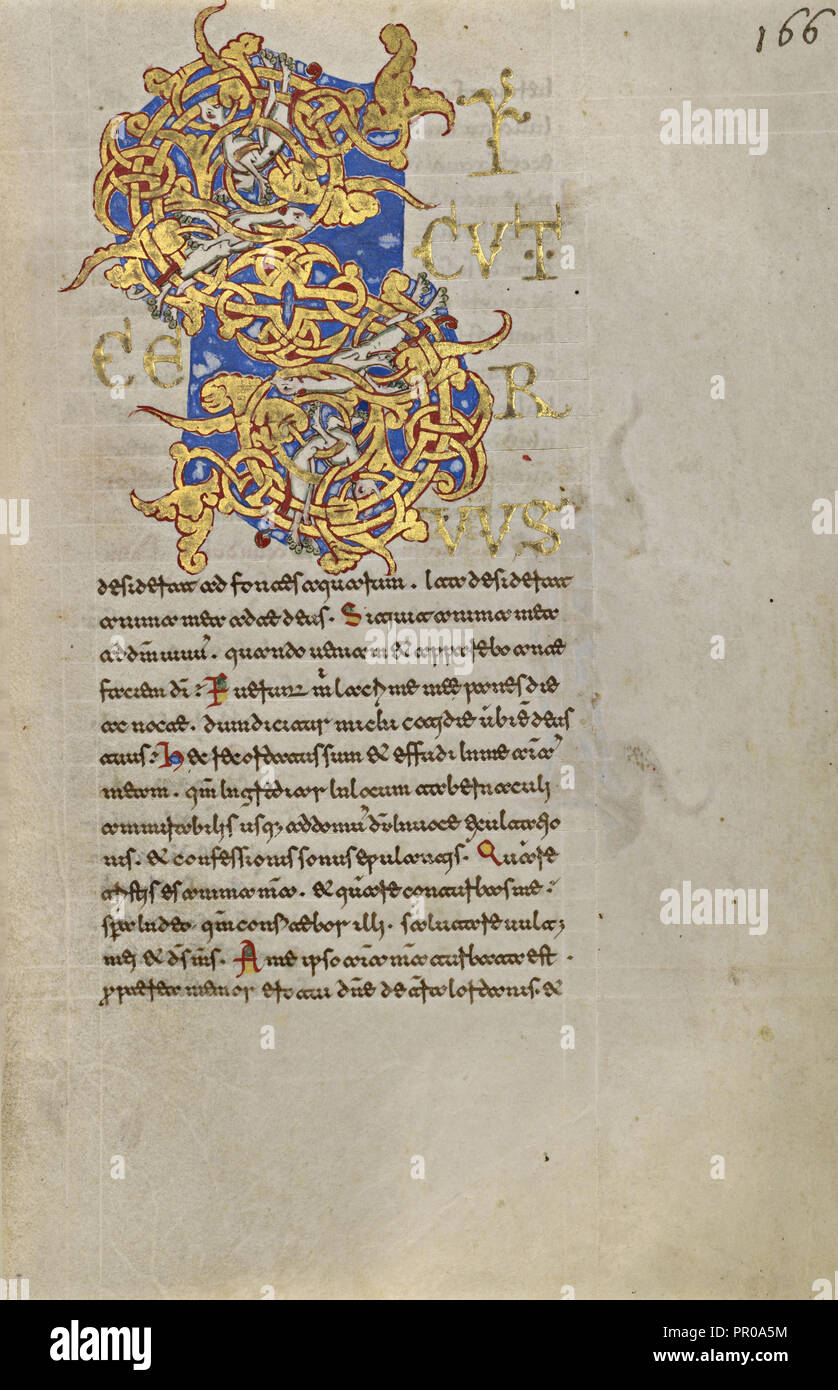 Abitata iniziale S; Montecassino, Italia; 1153; tempere, foglia oro, oro vernice, e inchiostro su pergamena; foglia: 19,2 x 13,2 Foto Stock