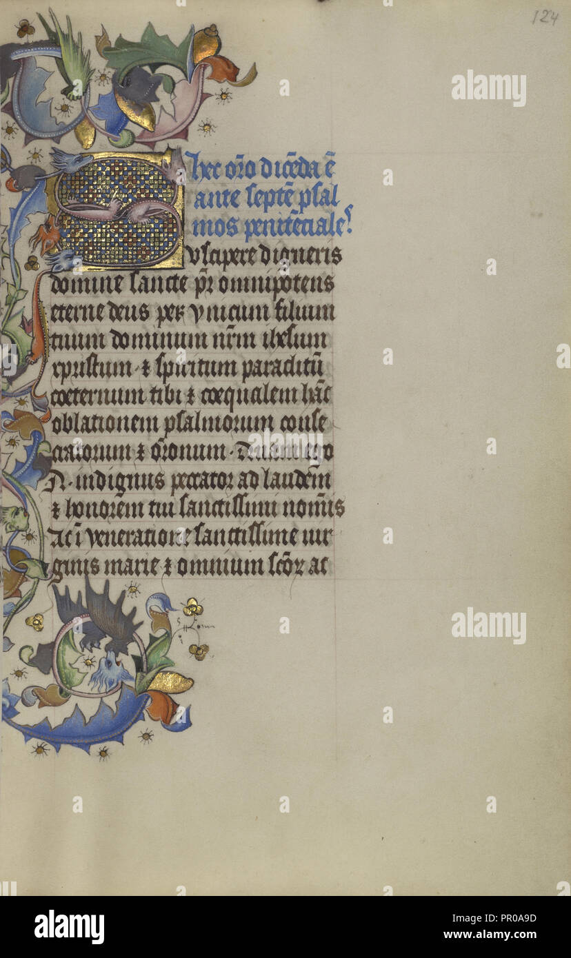 Abitata iniziale S; Maestro di Guillebert de Mets, fiammingo, attivo circa 1410 - 1450, Gand, probabilmente, Belgio; circa 1450 Foto Stock