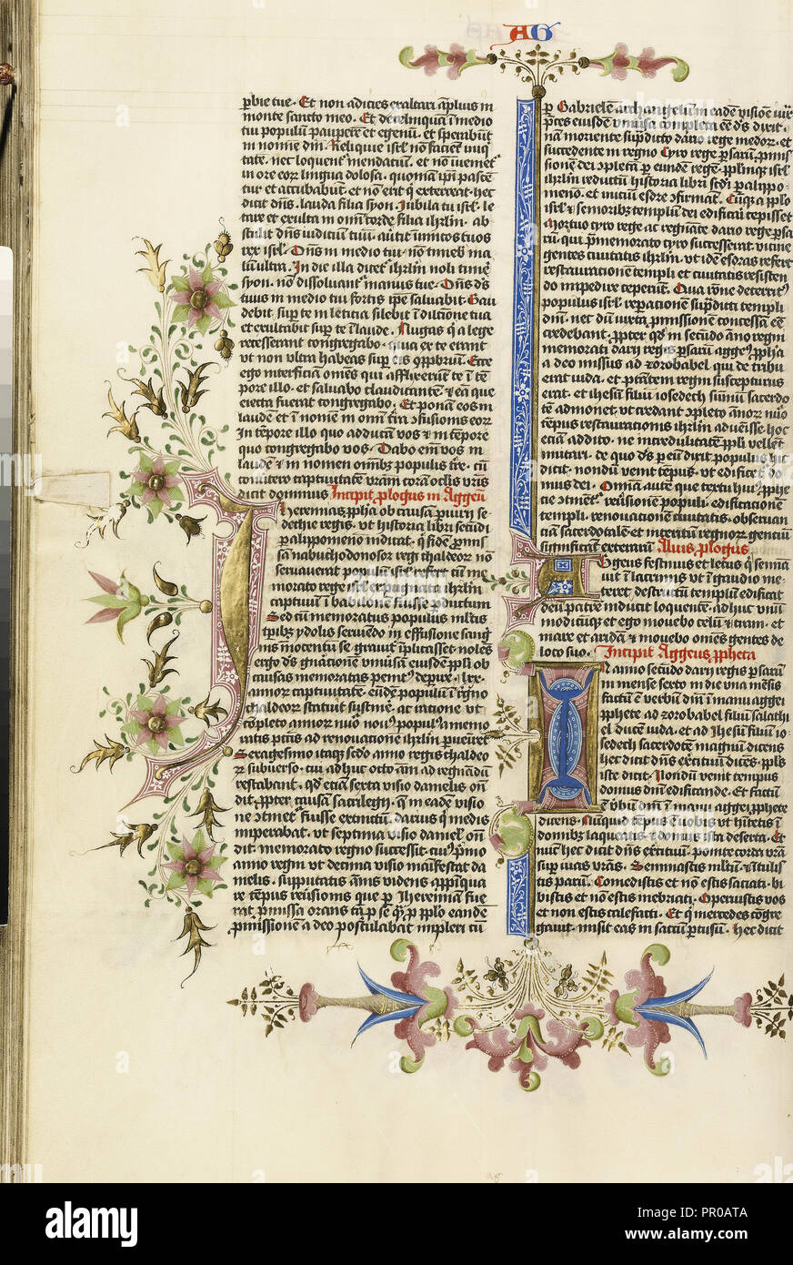 Decorate J iniziale; decorate I iniziale; cerchio di Stefan Lochner, Tedesco, morì nel 1451, Colonia, Germania; circa 1450; foglia oro Foto Stock