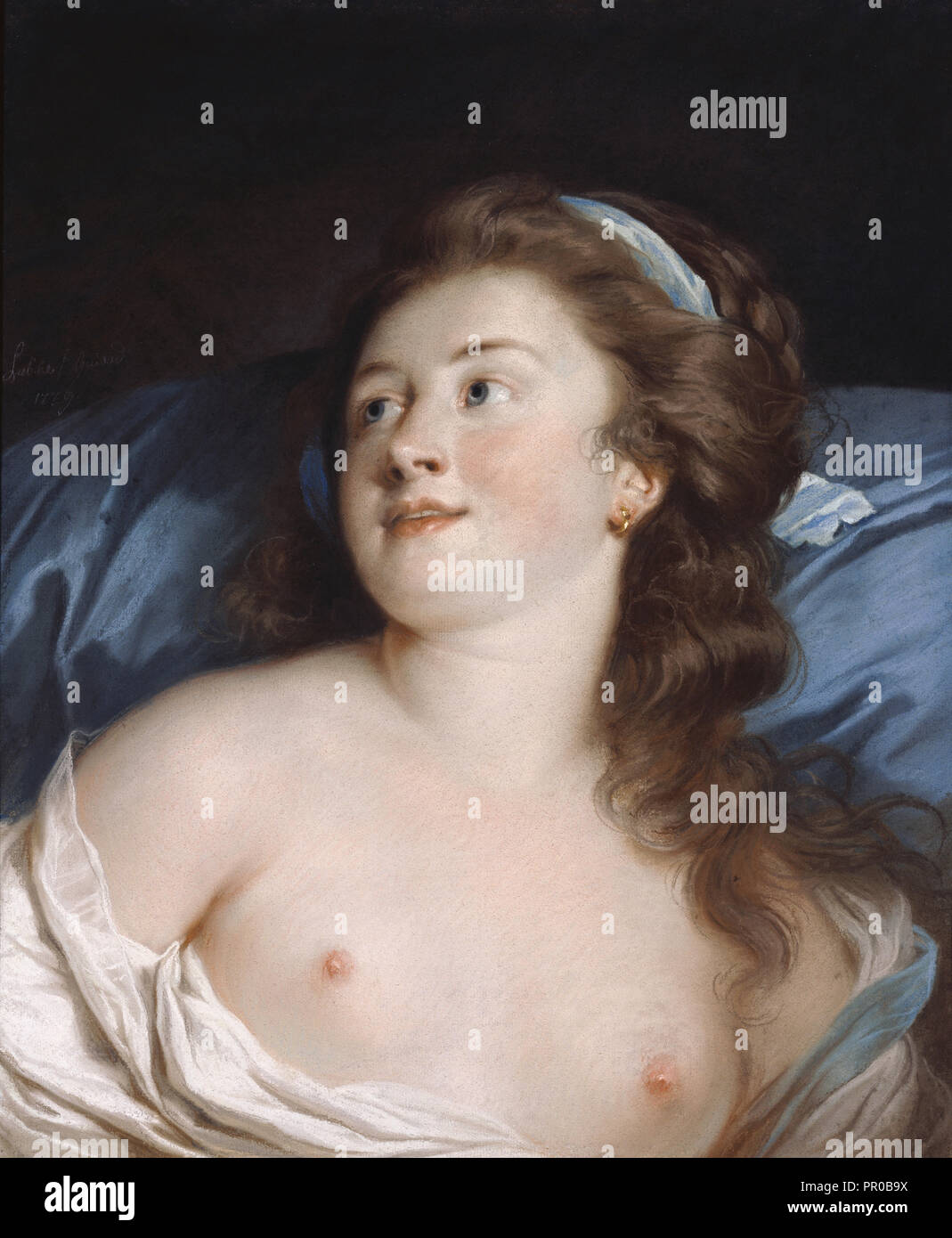 Testa di una giovane donna; Adélaïde Labille-Guiard, francese, 1749 - 1803, 1779; pastello su carta; 54,6 × 44,5 cm Foto Stock