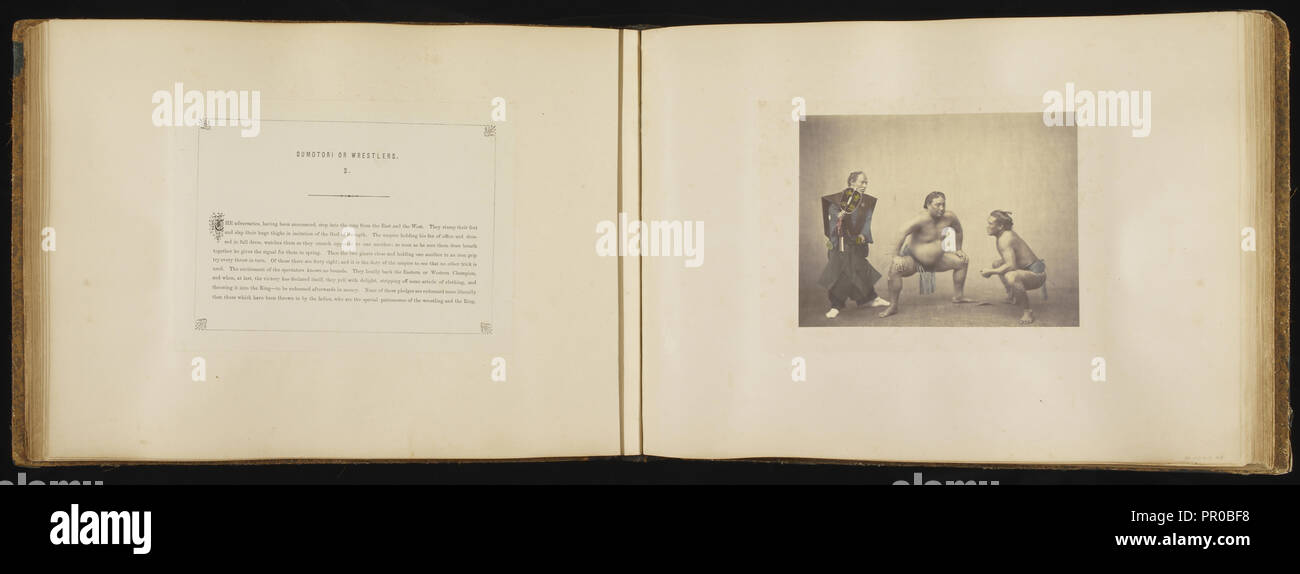 Sumotori o lottatori; Felice Beato, 1832 - 1909, Giappone; 1866 - 1867; colorate a mano albume silver stampa Foto Stock
