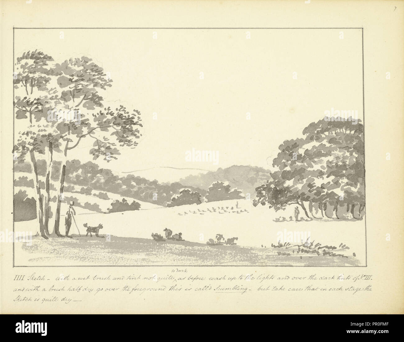 IIII a Sketch - con un pennello leggermente bagnato e tint, alcuni suggerimenti in materia di paesaggio bozzetti, ca. 1810, Humphry Repton architettura Foto Stock