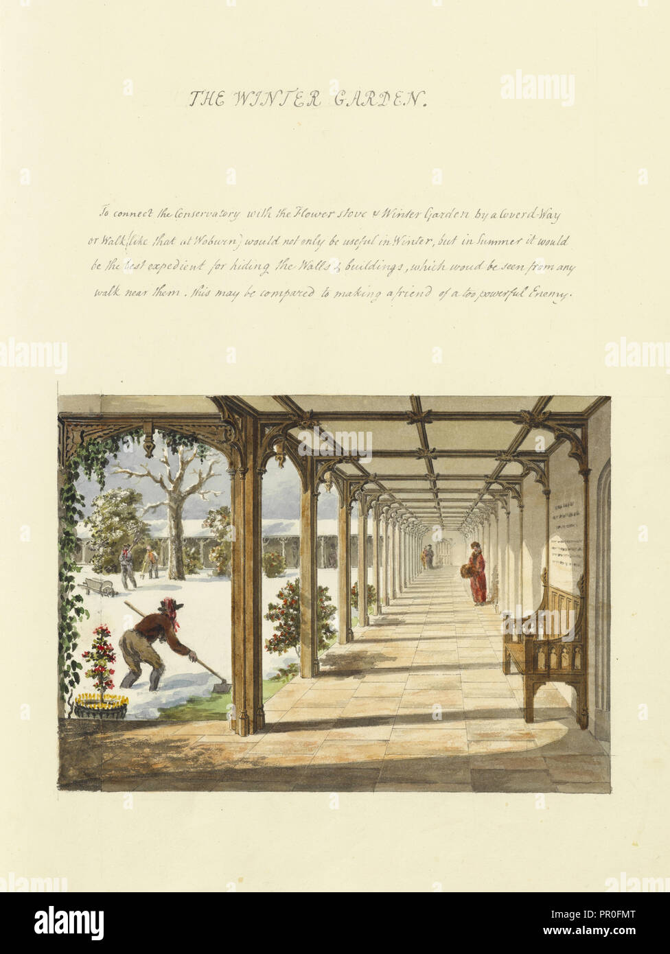 Il giardino d'inverno, Humphry Repton architettura e paesaggio progetta, 1807-1813, relazione concernente i giardini di Ashridge Foto Stock
