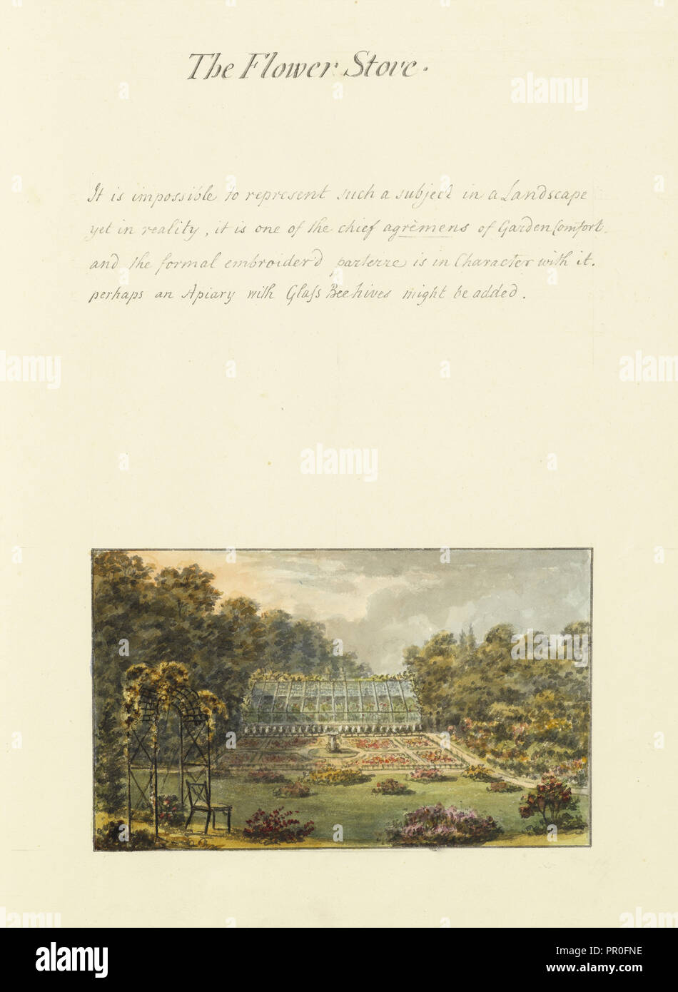Il negozio di fiori, Humphry Repton architettura e paesaggio progetta, 1807-1813, relazione concernente i giardini di Ashridge Foto Stock