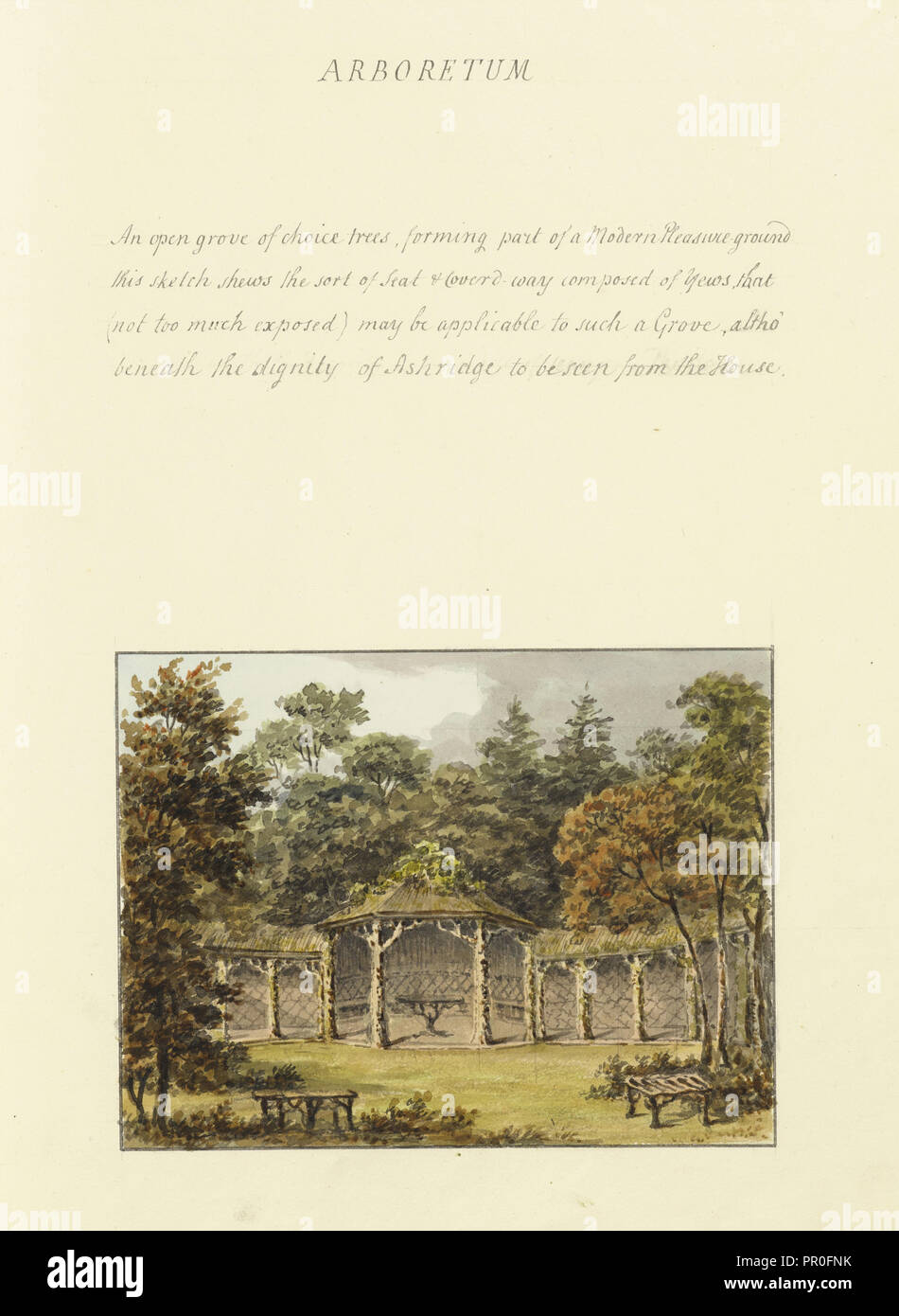 Arboreto, Humphry Repton architettura e paesaggio progetta, 1807-1813, relazione concernente i giardini di Ashridge, rispettosamente Foto Stock