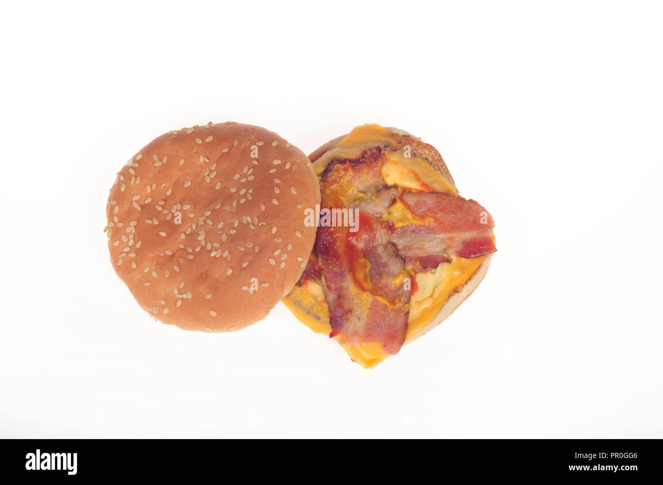 Burger King Bacon Cheeseburger con semi di sesamo bun Foto Stock