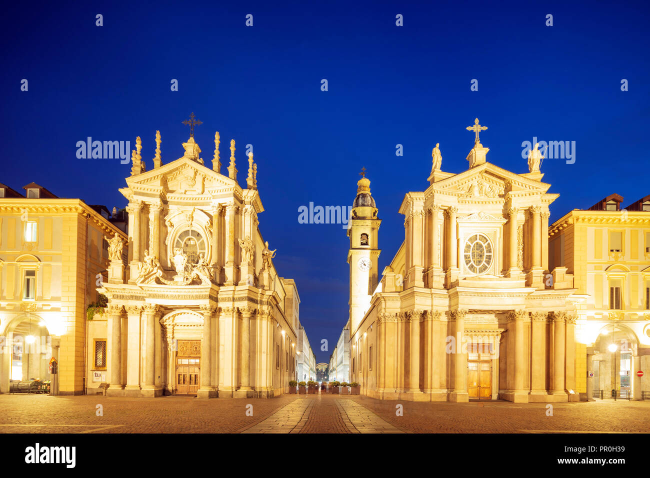 Le chiese di Santa Cristina e Carlo Borromeo, Piazza San Carlo, Torino, Piemonte, Italia, Europa Foto Stock