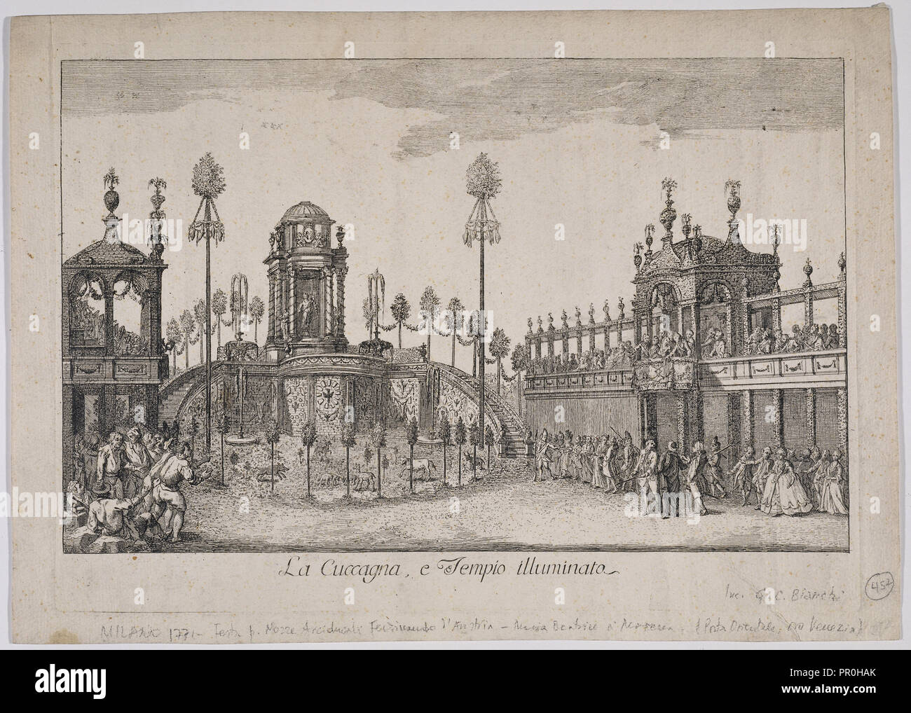 La cuccagna, e tempio illuminato, raccolta di stampe del festival, Bianchi, Giulio Cesare, fl. 1760, attacco, ca. 1771 Foto Stock