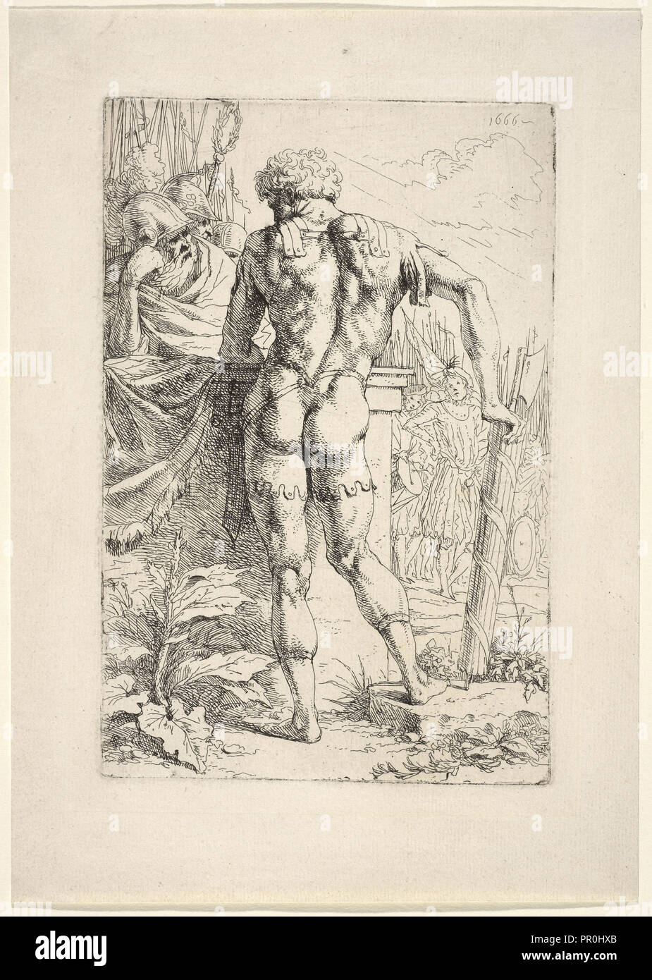 Guerriero con fasces romani, Cooghen, Leendert van der, Olandese, 1632-1681, attacco chimico, in bianco e nero, 1666 Foto Stock