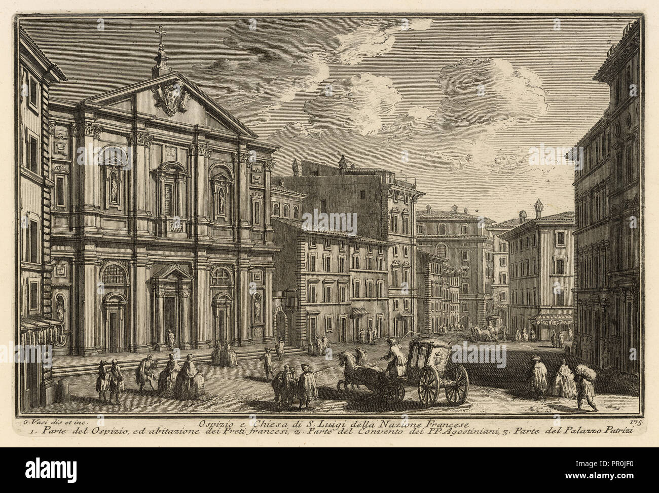 Ospizio e Chiesa di S. Luigi della nazione francese, Delle magnificenze di Roma antica e moderna, Vasi, Giuseppe, 1710-1782 Foto Stock