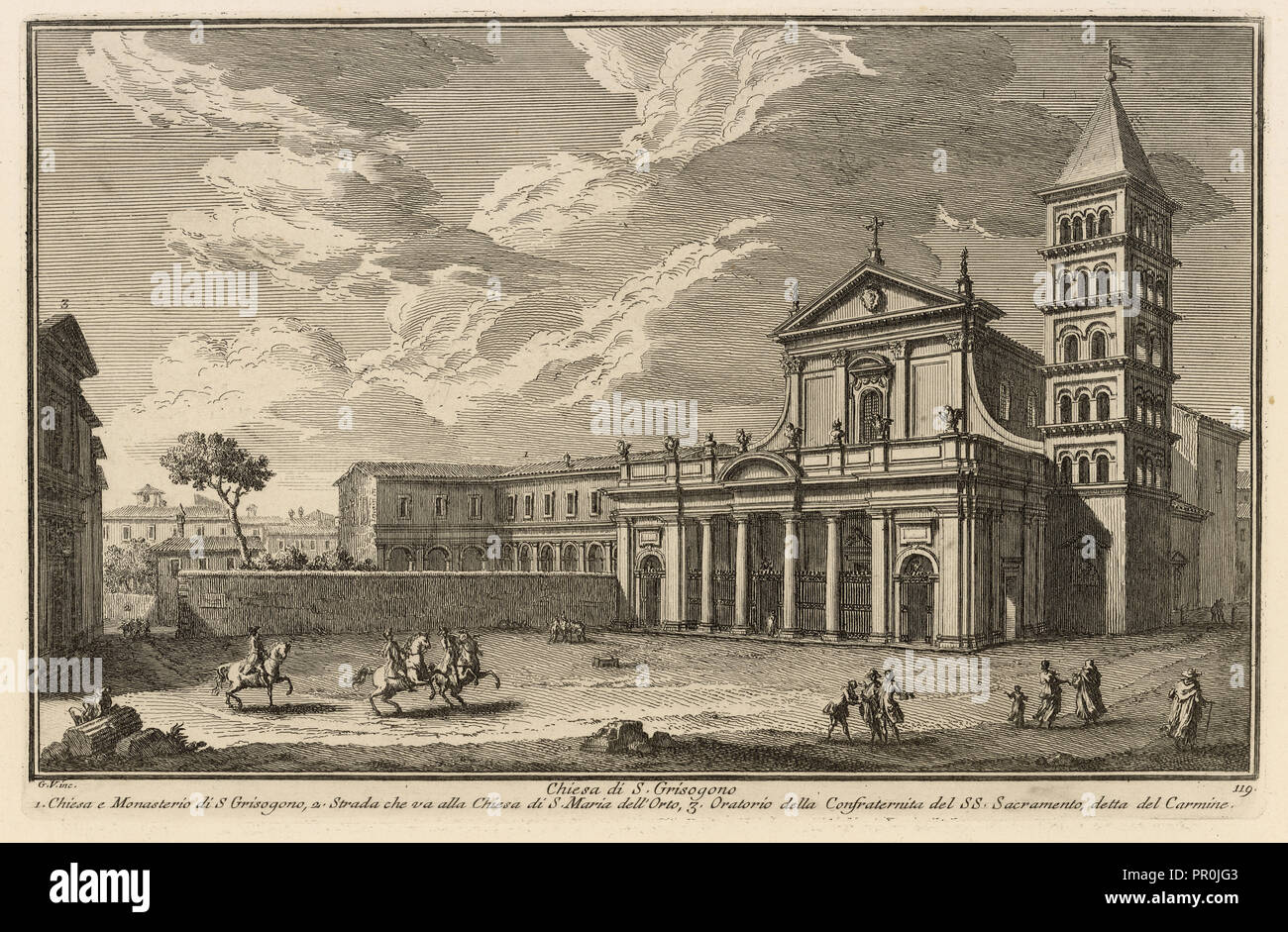 La Chiesa di San Grisogono, Delle magnificenze di Roma antica e moderna, Vasi, Giuseppe, 1710-1782, incisione, 1747-1761, la piastra 119 Foto Stock