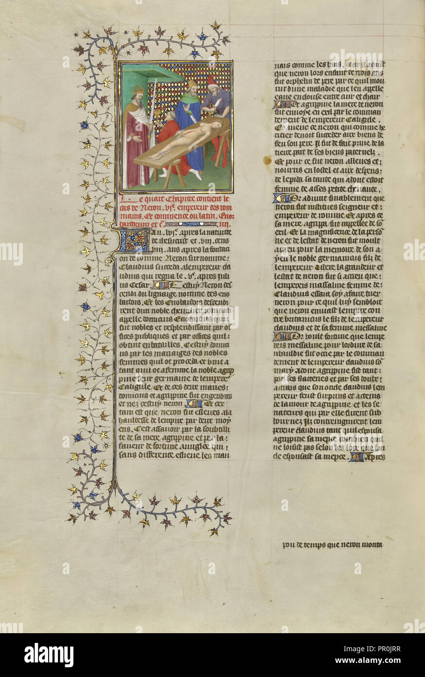 Nero Entra in pausa per un drink durante la mutilazione del suo corpo della madre; Parigi, Francia, Europa; circa 1413 - 1415; colori a tempera Foto Stock