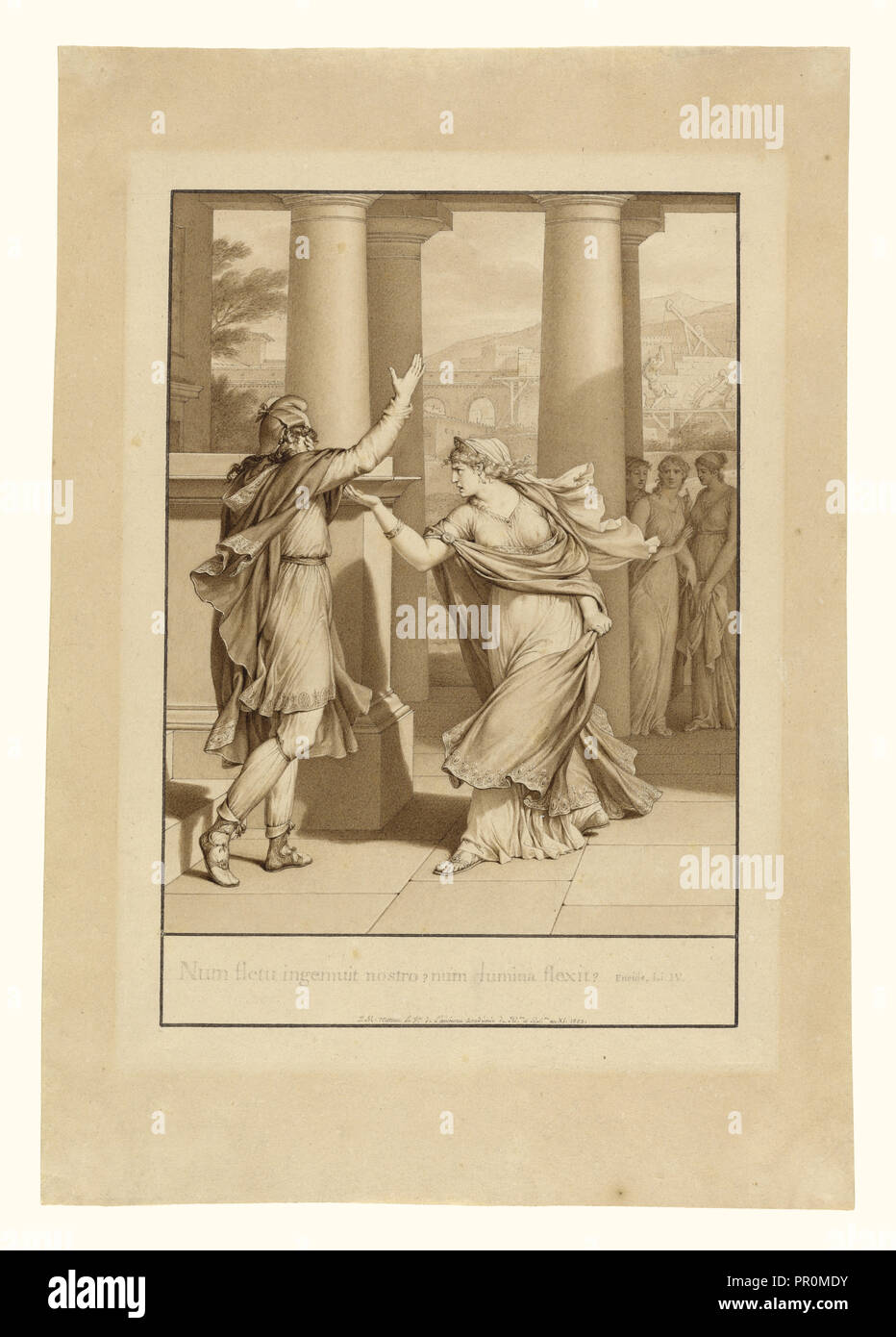 Dido Excoriates Enea, dal Libro IV dell'Eneide; Jean-Michel Moreau le jeune, francese, 1741 - 1814, 1803; Penna e inchiostro bruno Foto Stock