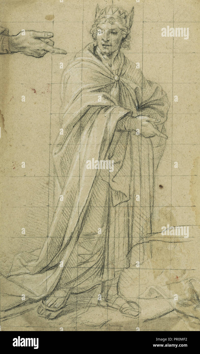 Midas, re di Frigia; Nicolas Mignard, Mignard d'Avignon, francese, 1606 - 1668, circa 1655; gesso nero con tracce di bianco Foto Stock