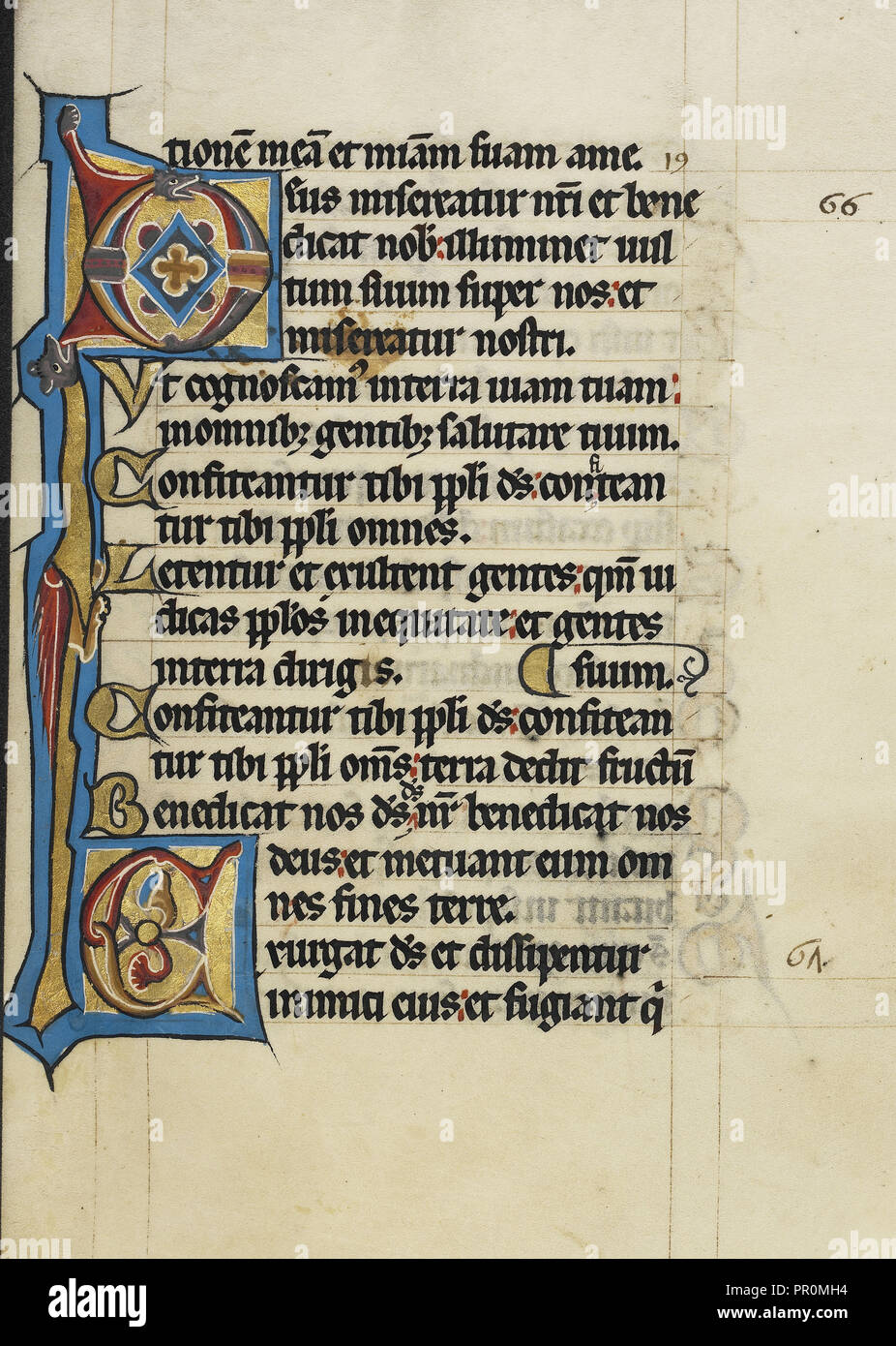 Decorate iniziale D; iniziale decorata e; Engelberg, Svizzera; terzo quarto del XIII secolo; colori a tempera e foglia oro Foto Stock