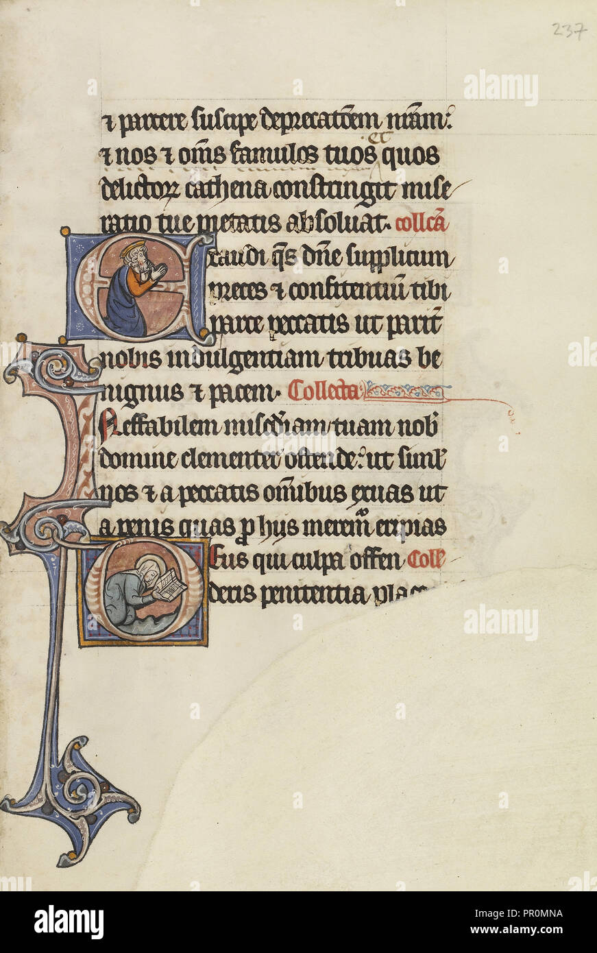 E iniziale: David pregando; Iniziale D: una femmina di Saint pregando; Bute Master, Scuola franco fiamminga, attivo circa 1260 - 1290, Parigi Foto Stock