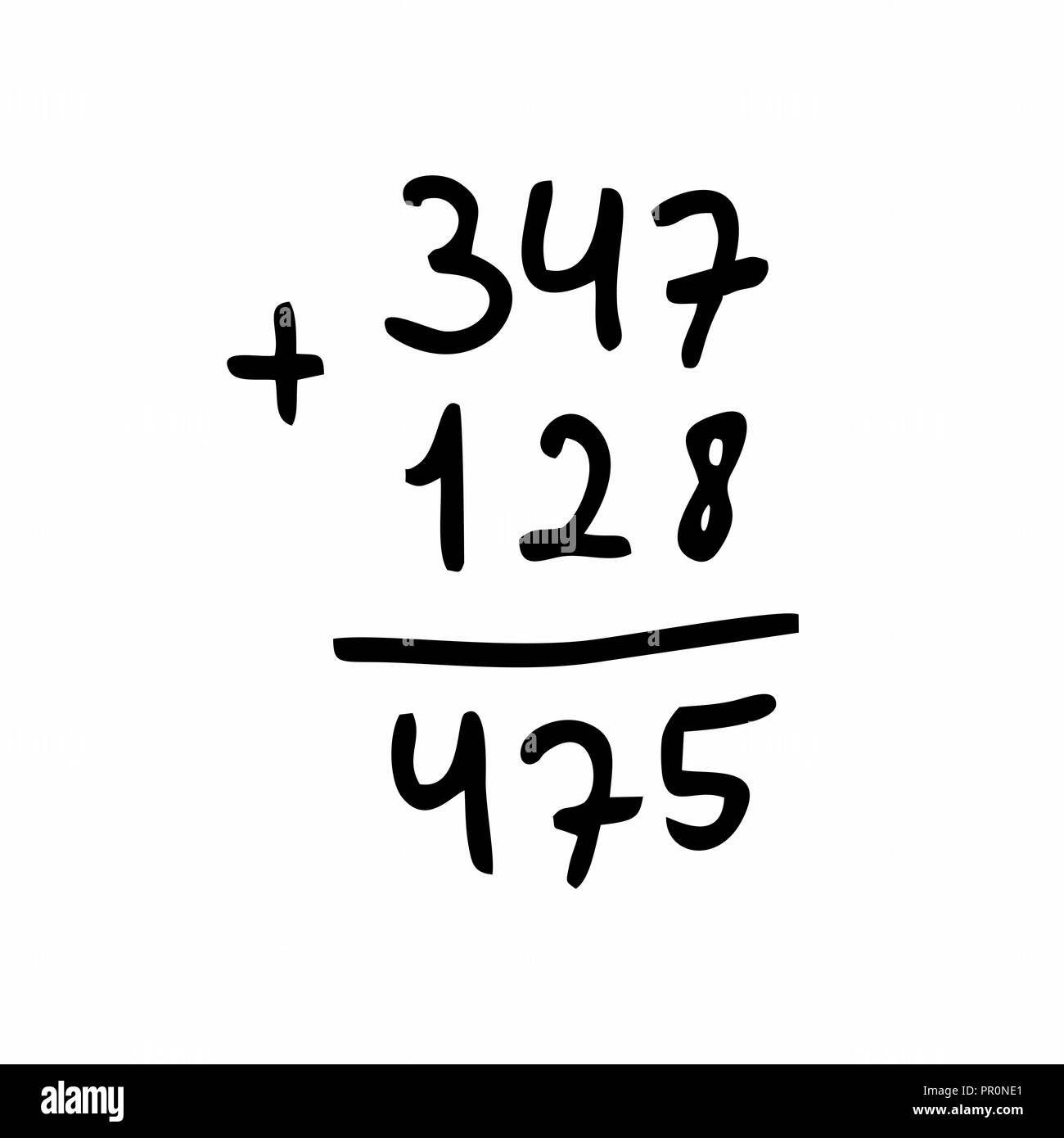 Freehand illustrazione di un aggiunta di calcolo. Contorni neri su sfondo bianco. Illustrazione Vettoriale