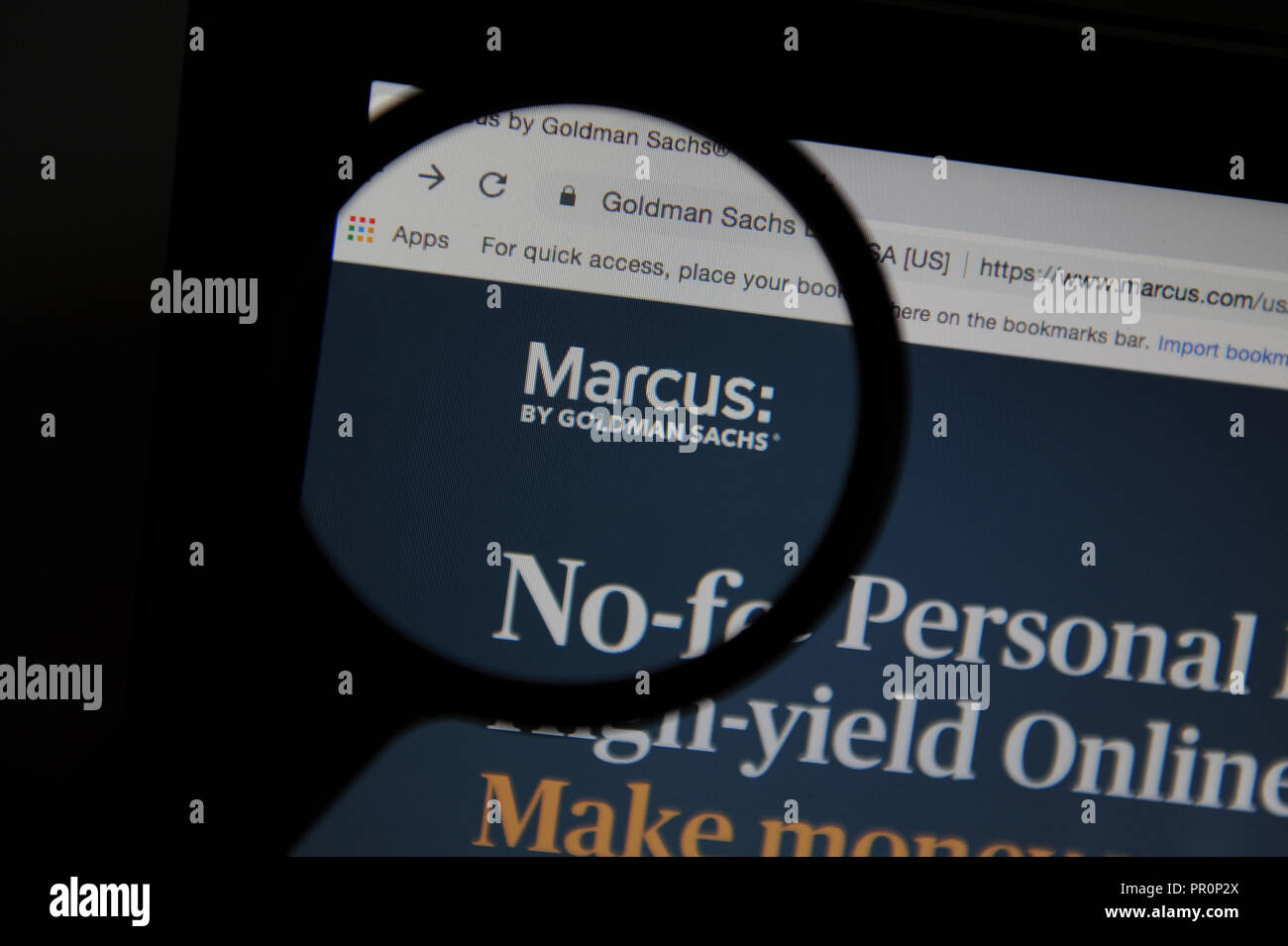 Il sito web americano della Marcus Bank da Goldman Sachs su un computer Foto Stock