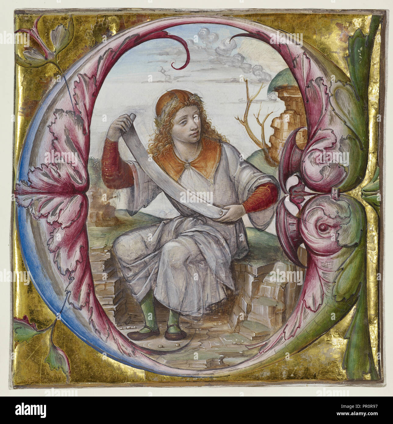 Taglio da un antiphonal; Master B.F., italiano, attivo circa 1495 - 1510, Italia; gli inizi del XVI secolo; tempera e foglia oro Foto Stock